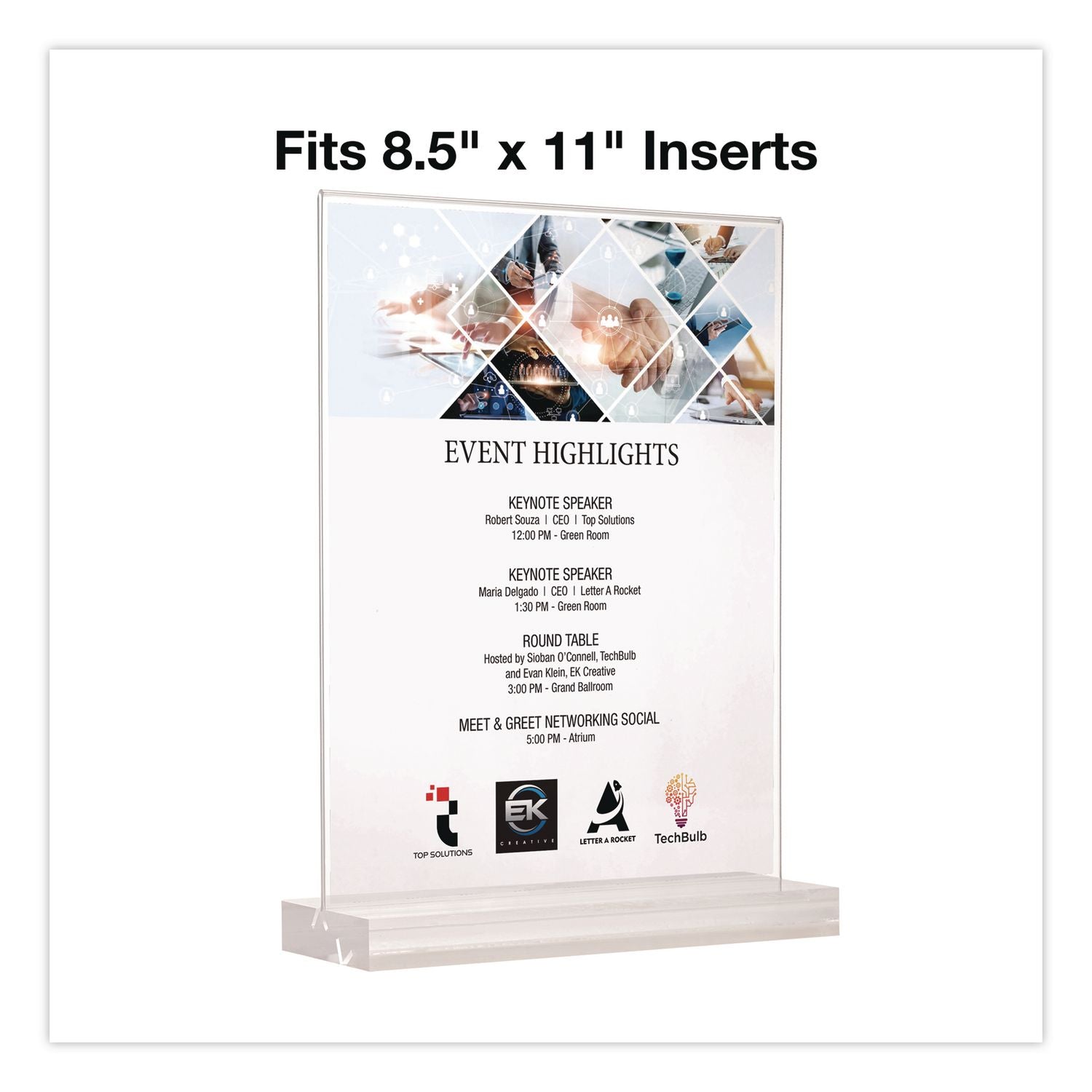 Acrylic Sign Holder With Dual Function Base, 8.5 X 11 Insert
