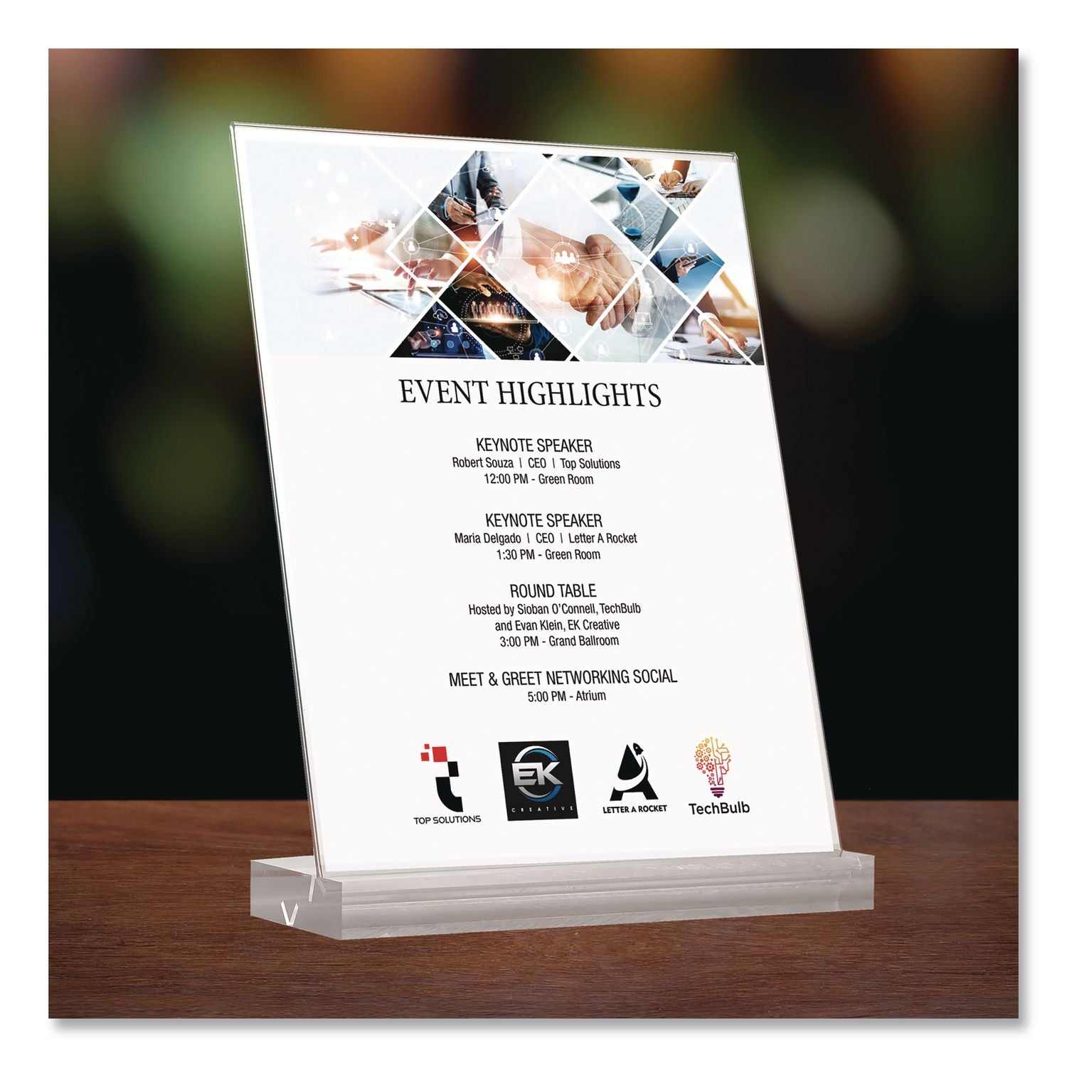 Acrylic Sign Holder With Dual Function Base, 8.5 X 11 Insert