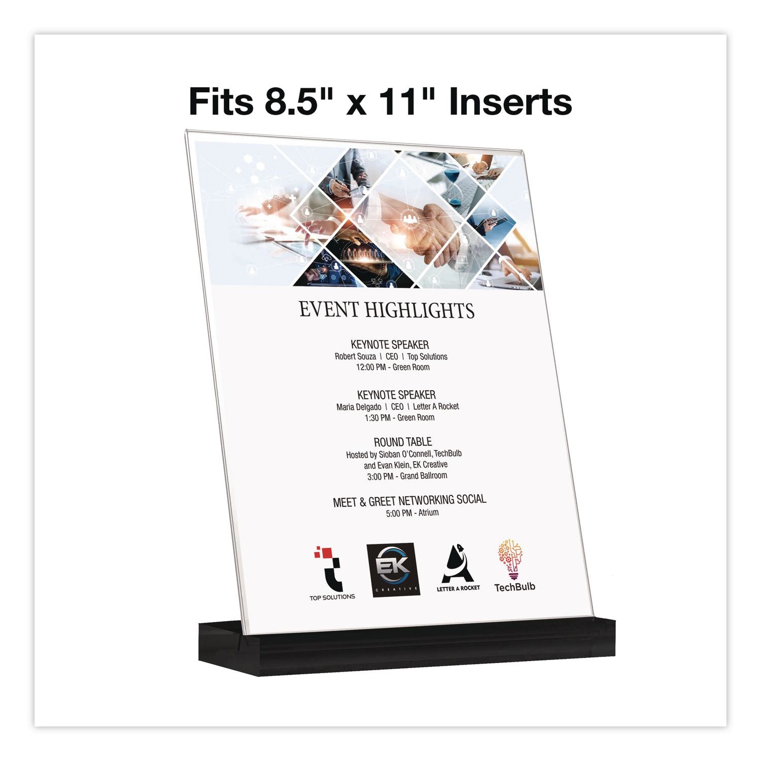 Acrylic Sign Holder With Black Angled Base, 8.5 X 11 Insert