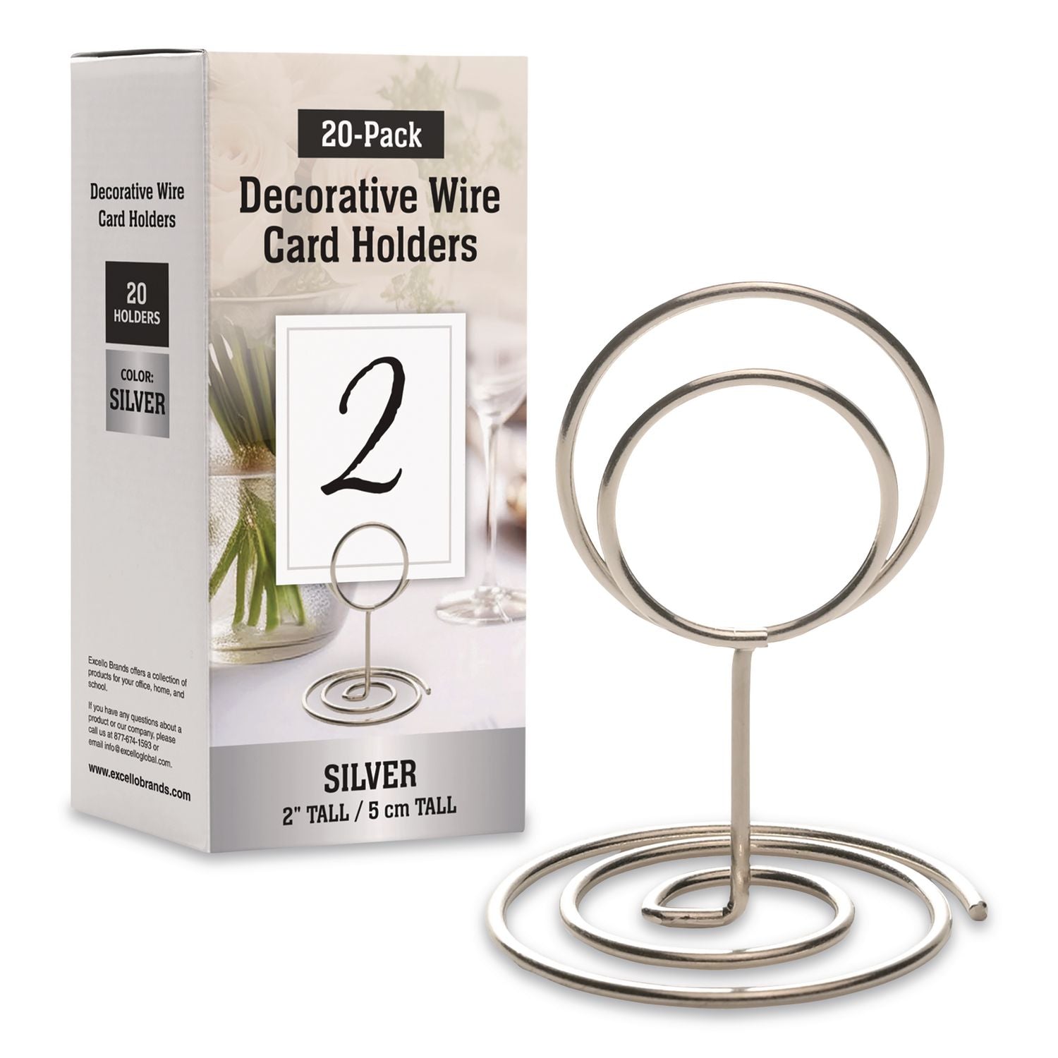 Decorative Wire Card Holders, Silver Frame, 20/Pack