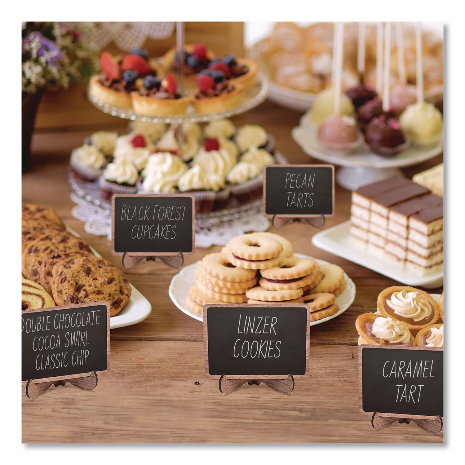 Mini Chalkboards, Black Surface, Brown Frame, 2.9 X 3.9, 10/Pack