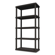 Plastic Shelving Unit, 5 Shelves, 35.9 X 17.9 X 73.4, Black