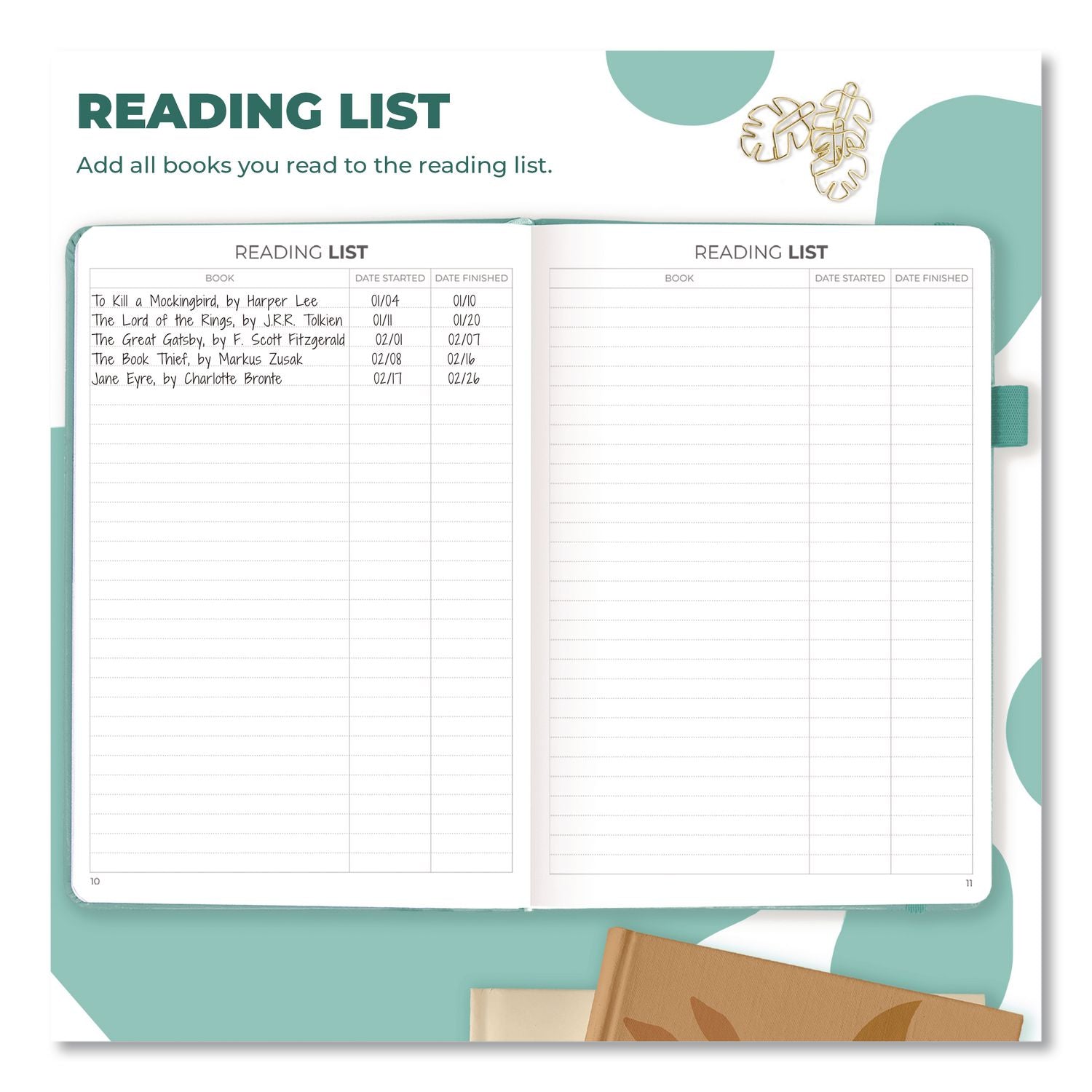 Reading Journal, Room For 55 Book Reviews (Two Pages Per Review), Mint Cream Cover, 8.3 X 5.8 Sheets