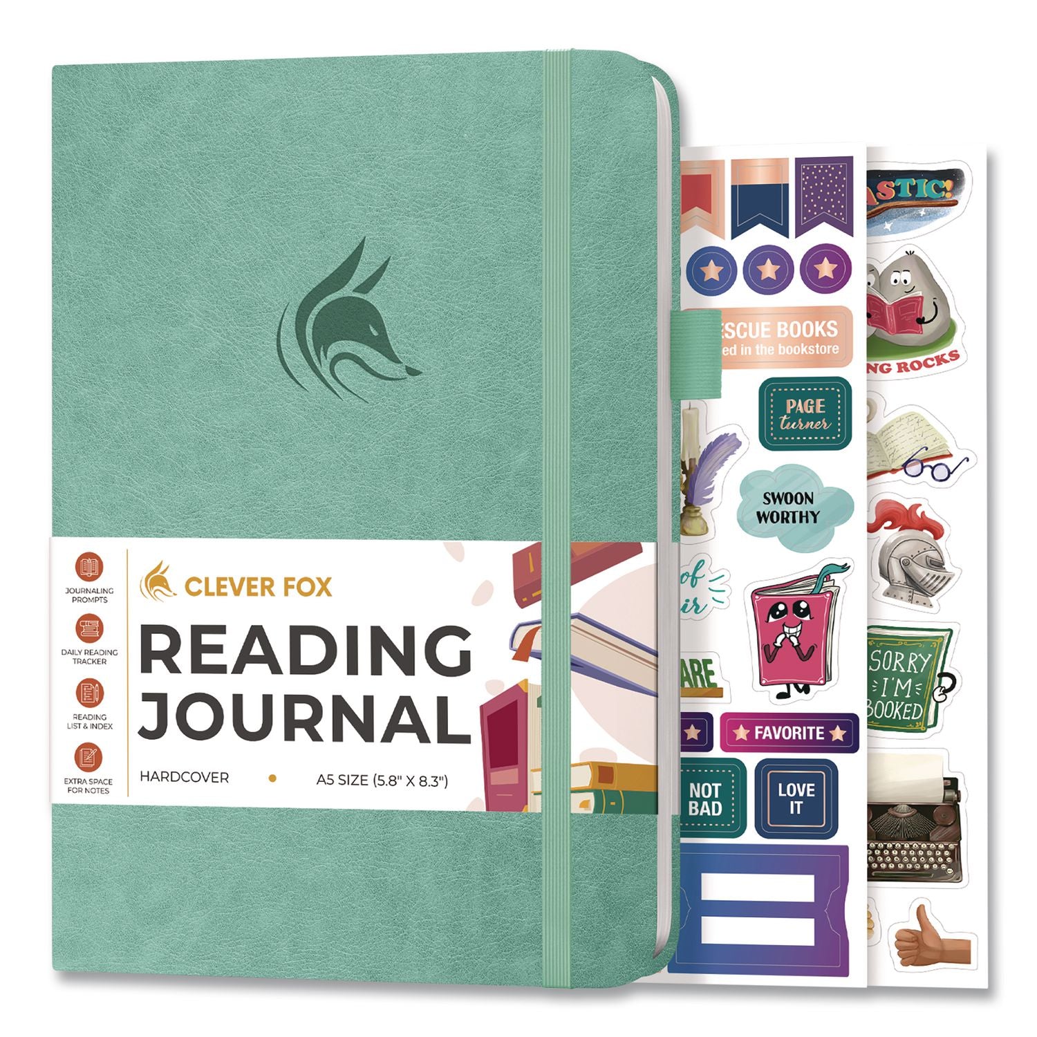 Reading Journal, Room For 55 Book Reviews (Two Pages Per Review), Mint Cream Cover, 8.3 X 5.8 Sheets
