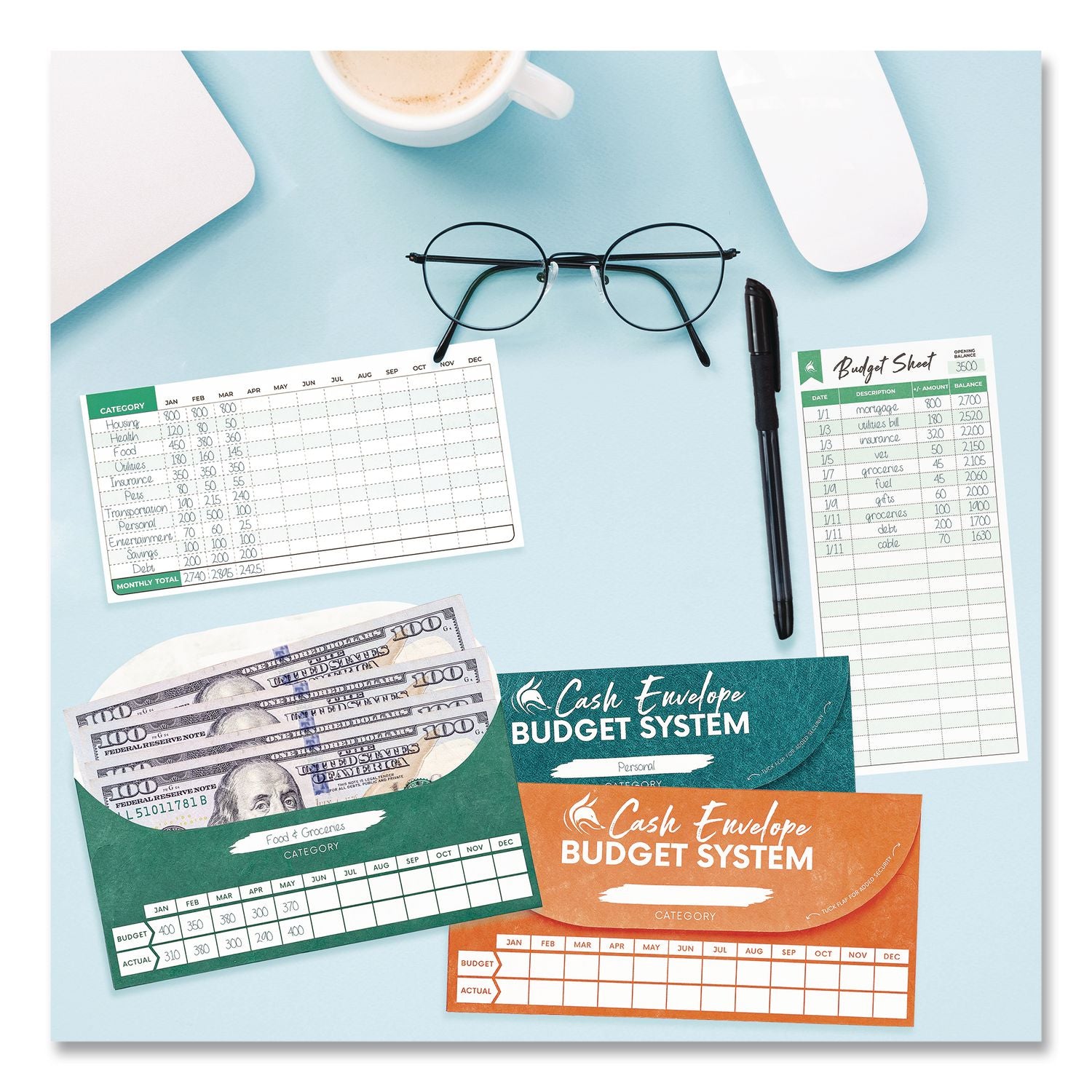 Budgeting Envelope System, 6.7 X 3.3, Assorted Colors