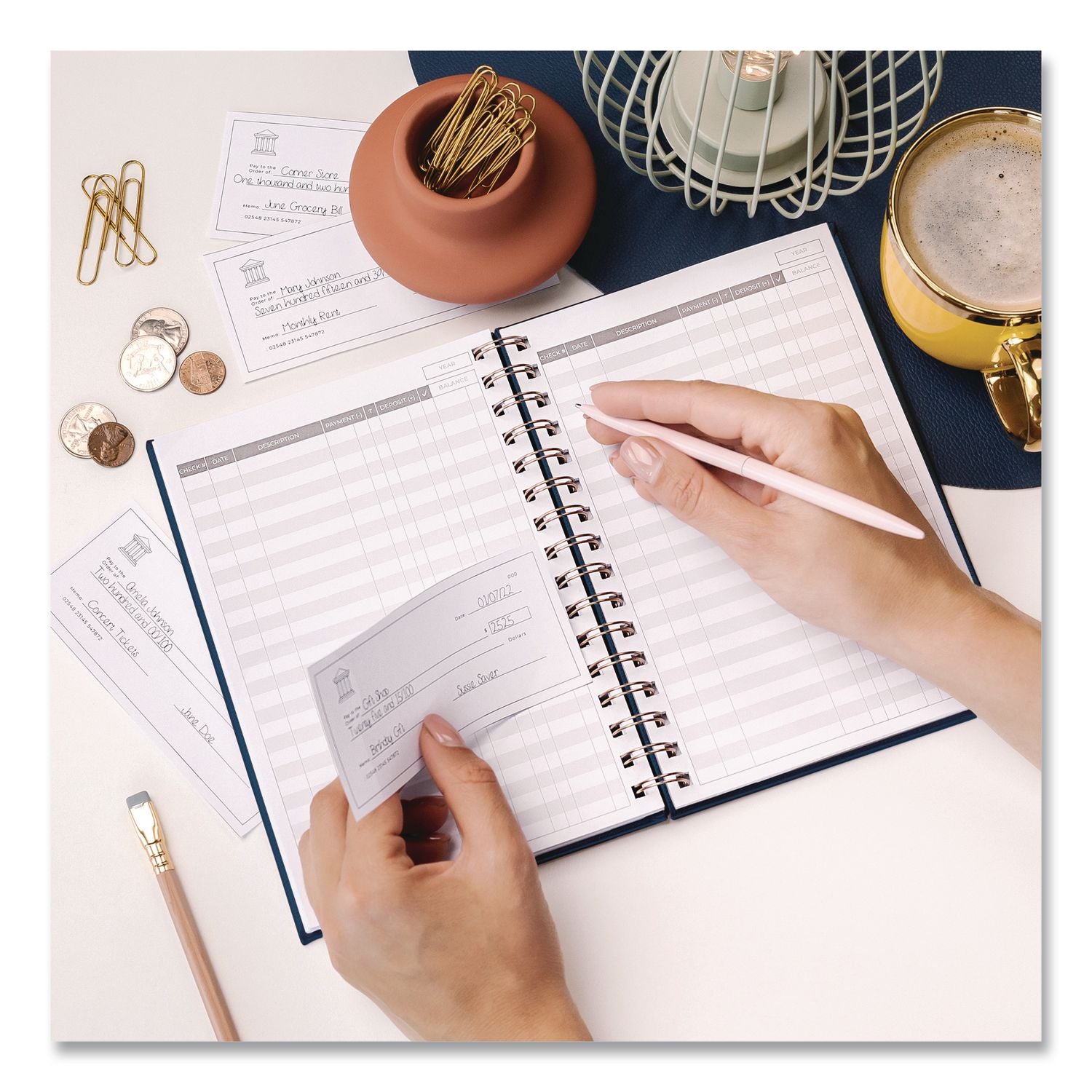 Check Register Book, 8 Columns, Dark Blue Cover, 135 Sheets/Book