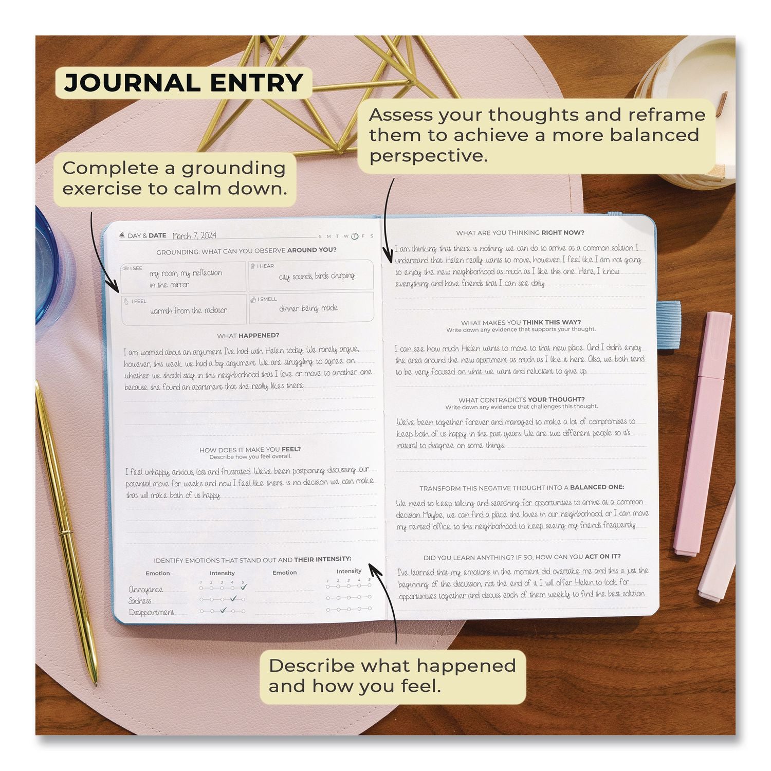 Mental Health And Anxiety CBT Journal, Periwinkle Cover, 8.3 X 5.8 Sheets