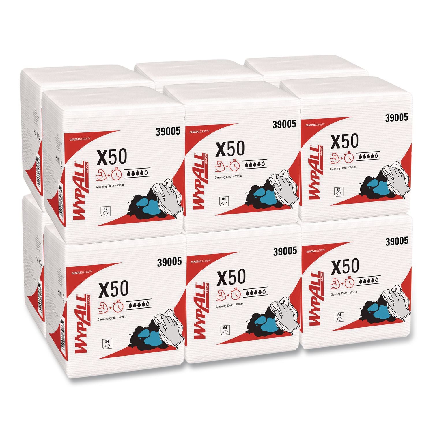 Generalclean X50 Cleaning Cloths, 12 X 12.5, White, 84/Pack, 12 Packs/Carton