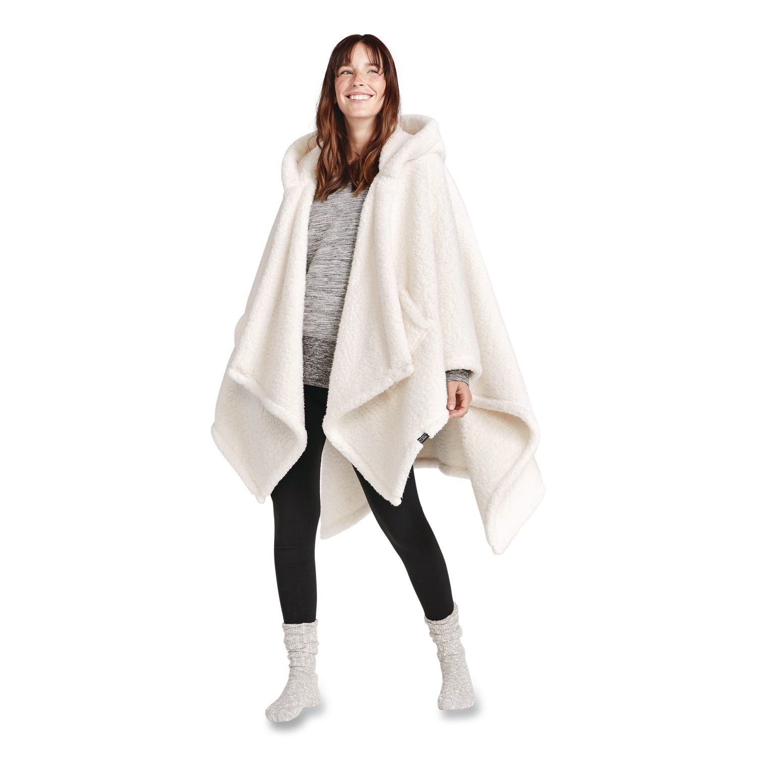 Cozy Sherpa Wearable Throw, 58 X 60, Cream