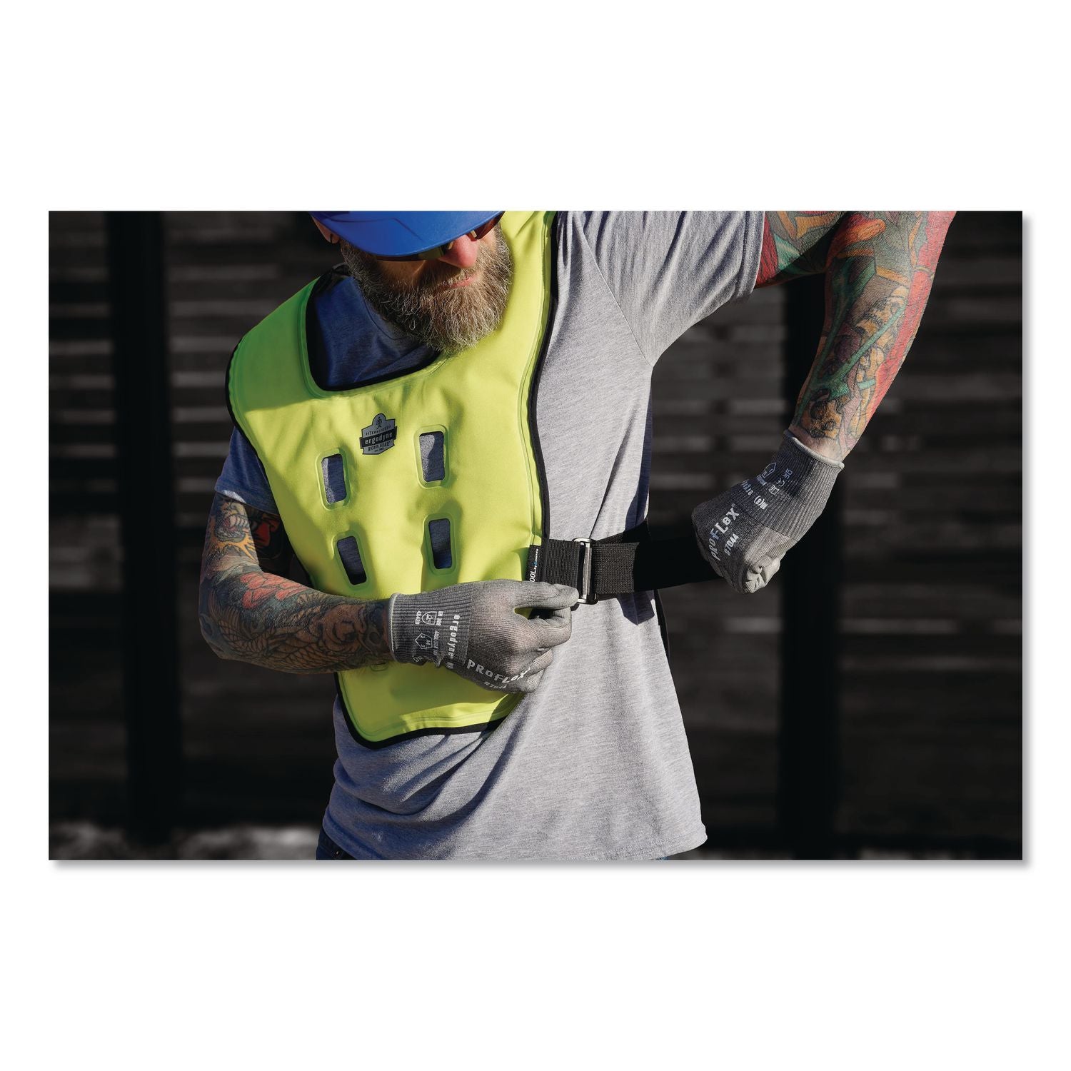 Chill-Its 6684 Dry Evaporative Cooling Vest - Elastic Waist, Polyester/Polyurethane, Small/Medium, Lime