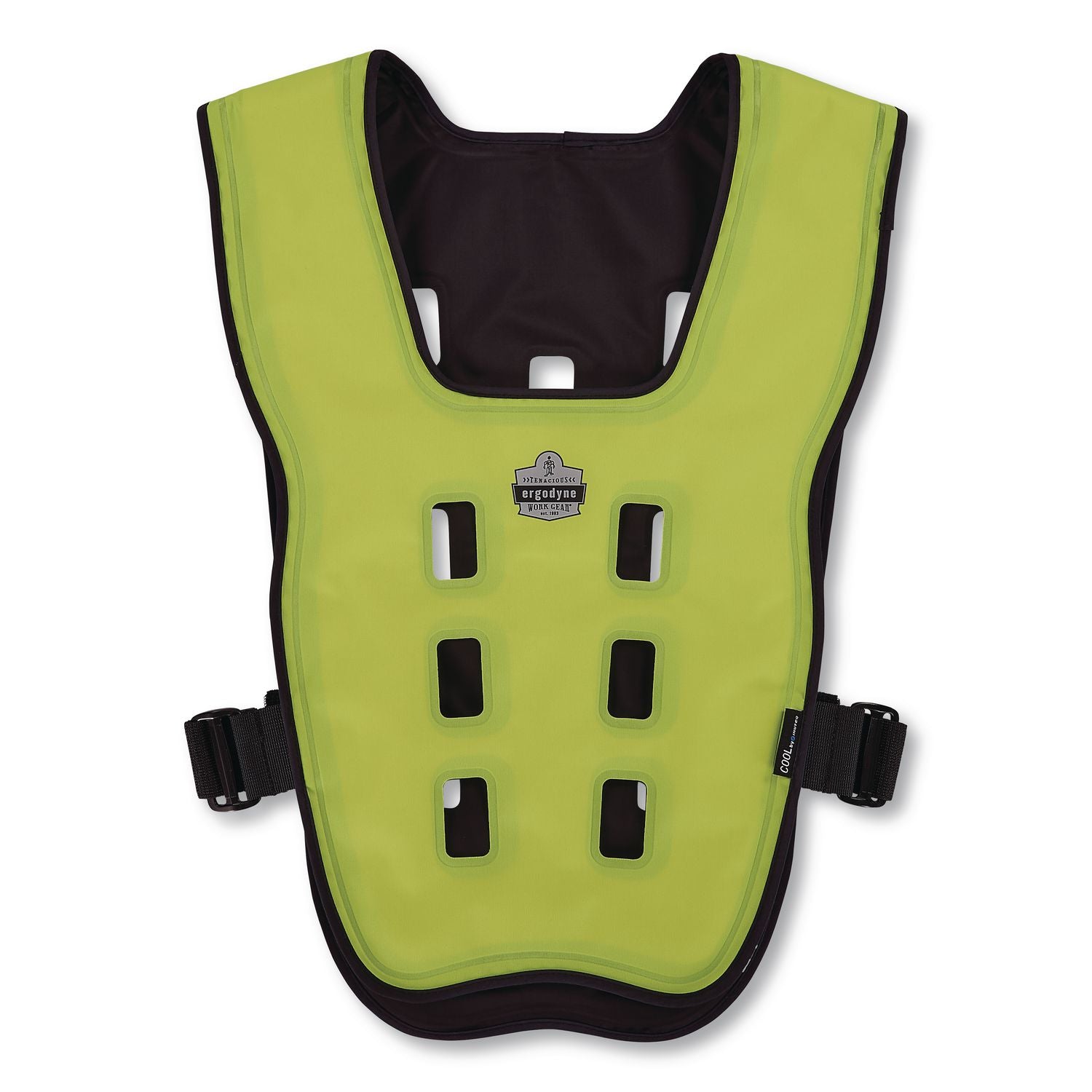 Chill-Its 6684 Dry Evaporative Cooling Vest - Elastic Waist, Polyester/Polyurethane, Small/Medium, Lime
