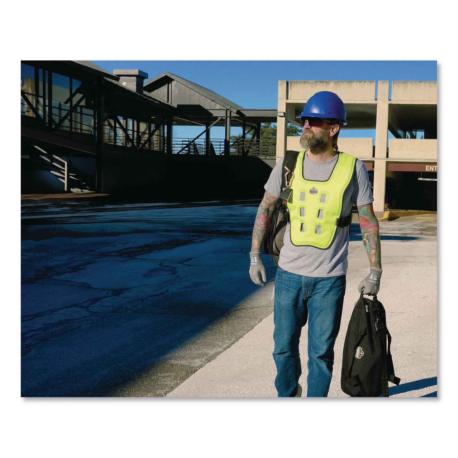 Chill-Its 6684 Dry Evaporative Cooling Vest - Elastic Waist, Polyester/Polyurethane, Large/X-Large, Lime