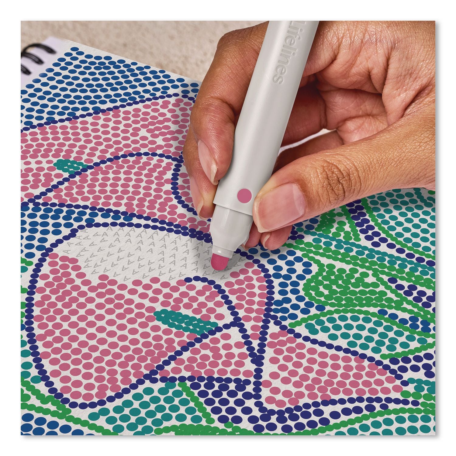 Flowart Dot-By-Letter Coloring Book, Botanic, With 4 Double-Sided Markers, All Ages, 20 Sheets