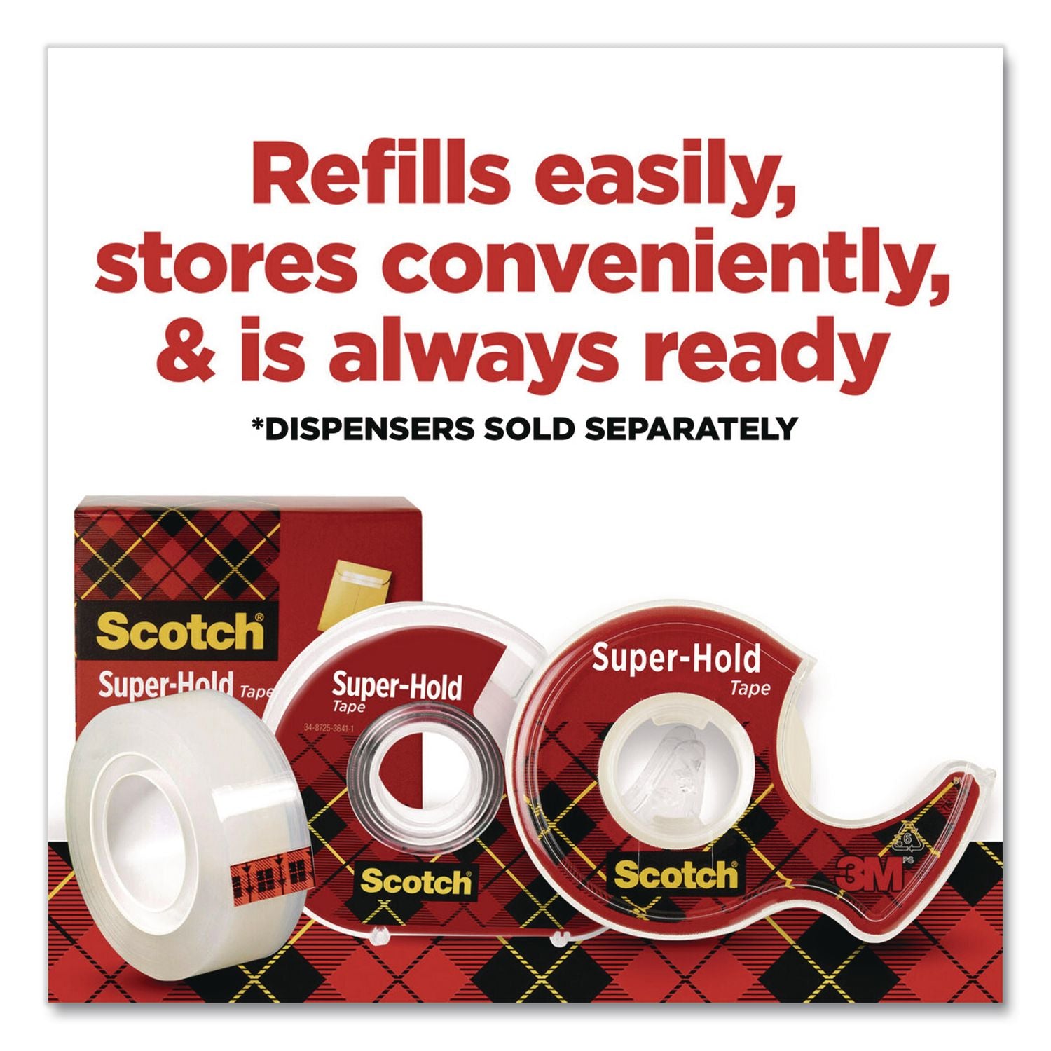 Super-Hold Tape Refill, 1" Core, 0.75" X 22.22 Yds, Clear, 10/Pack