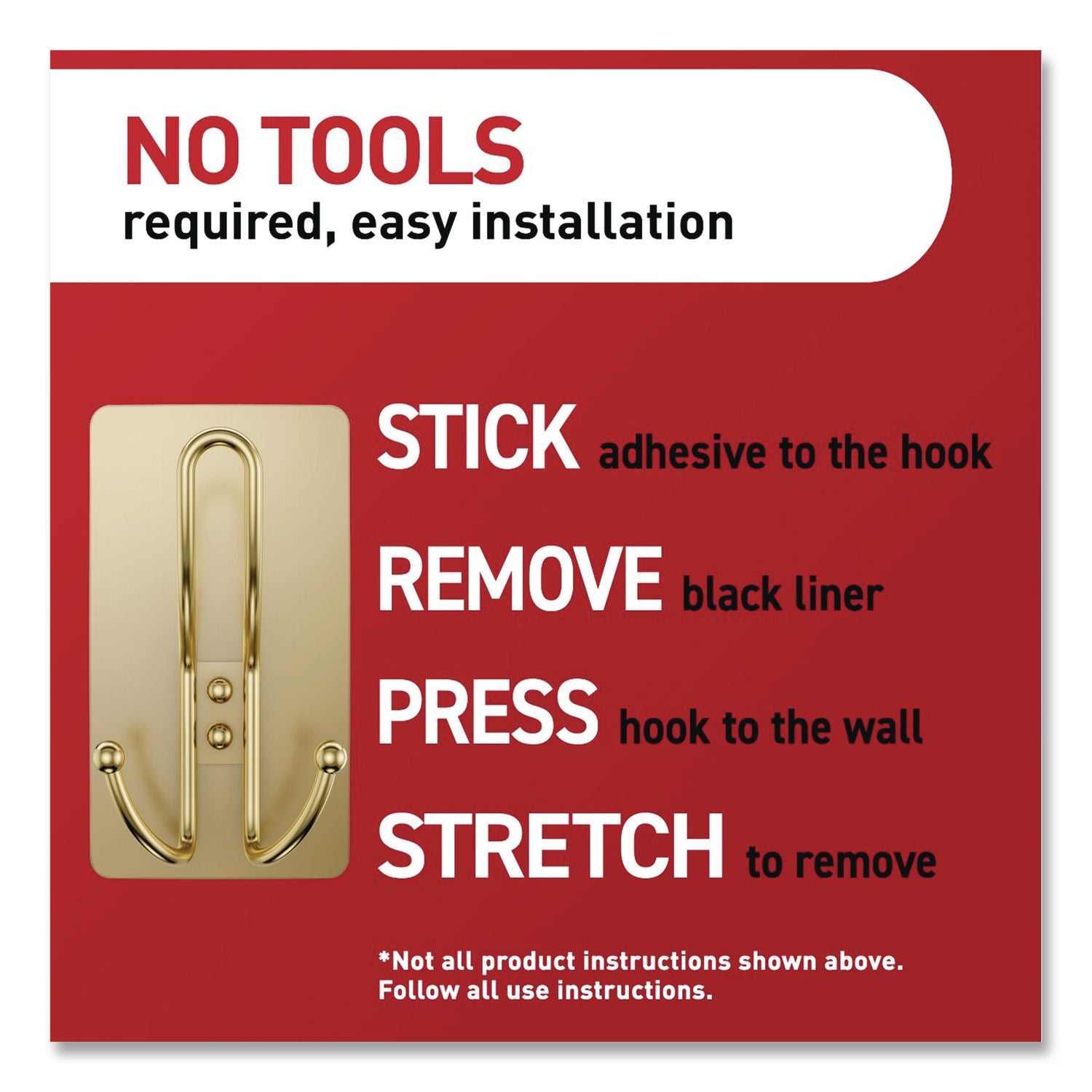 Decorative X-Large Triple Hooks, Plastic, Satin Brass, Supports 10 Lb, 2/Pack