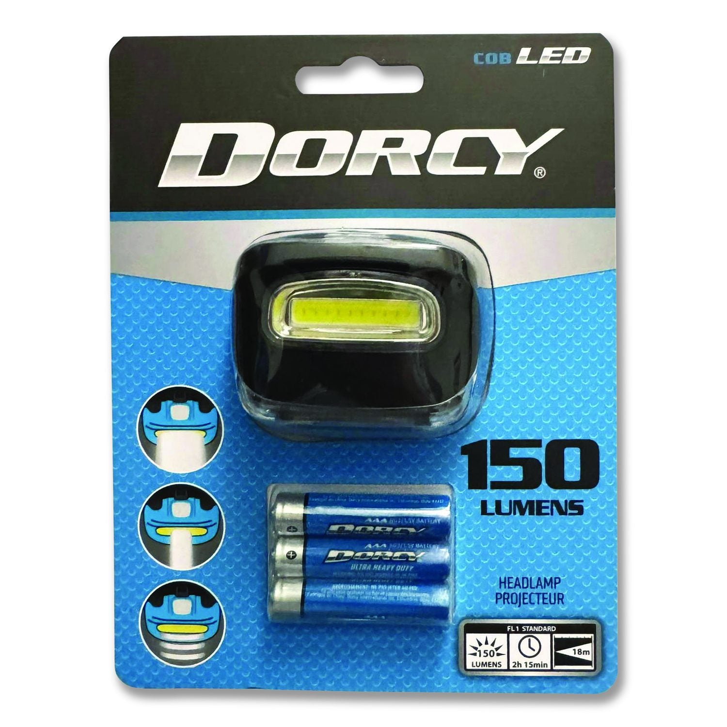 Active COB LED Headlamp, 3 AAA Batteries (Included), Black