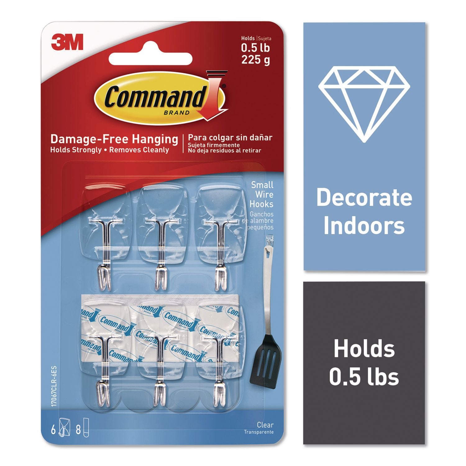 Small Wire Hooks, Small, Plastic/Metal Wire, White, 0.5 Lb Capacity, 6/Pack