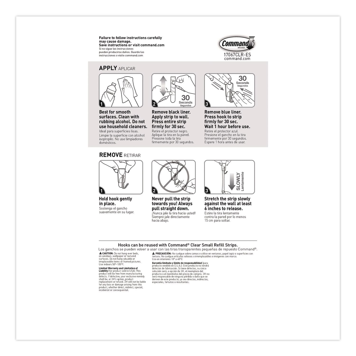 Small Wire Hooks, Small, Plastic/Metal Wire, White, 0.5 Lb Capacity, 6/Pack