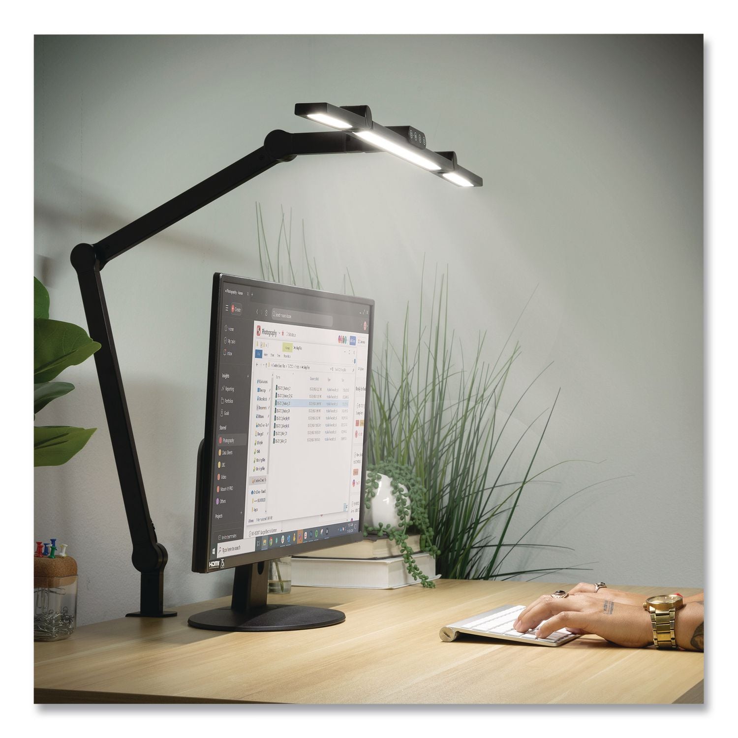 LED Desk Lamp, Articulating Neck, 20.2" High, Matte Black