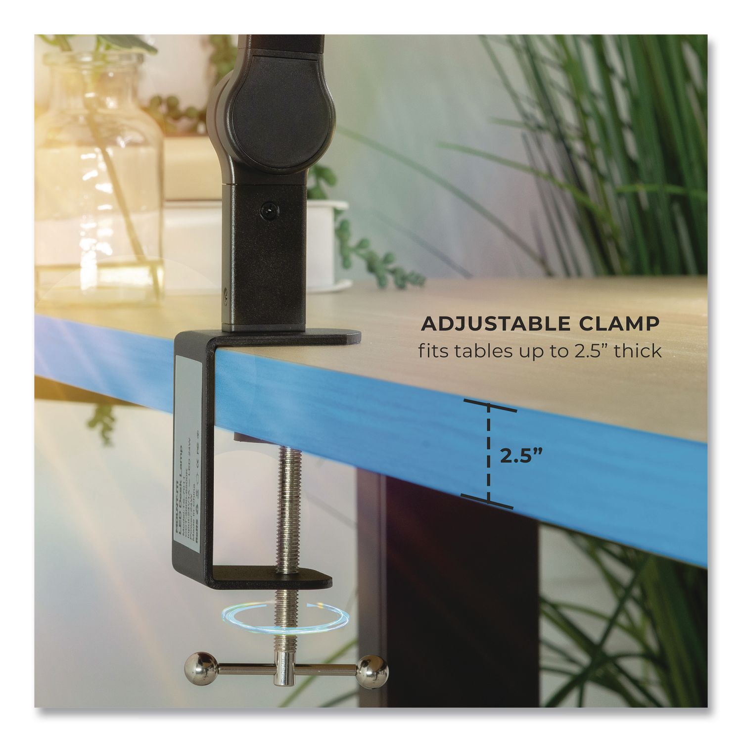 LED Desk Lamp, Articulating Neck, 20.2" High, Matte Black