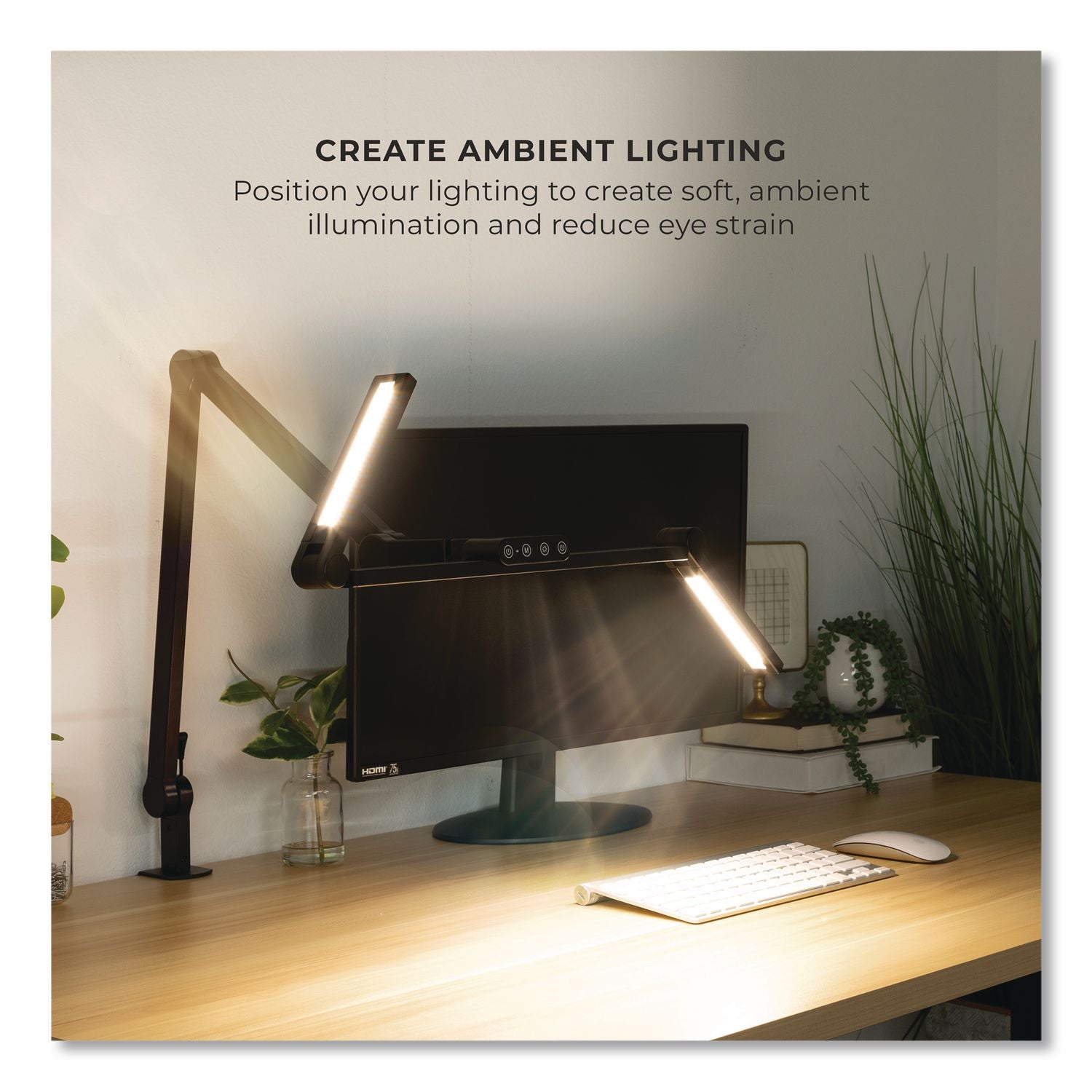 LED Desk Lamp, Articulating Neck, 20.2" High, Matte Black