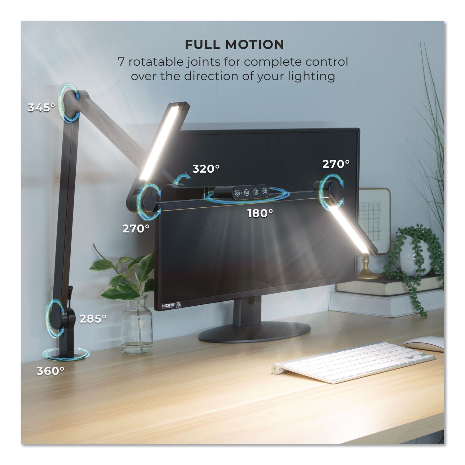 LED Desk Lamp, Articulating Neck, 20.2" High, Matte Black