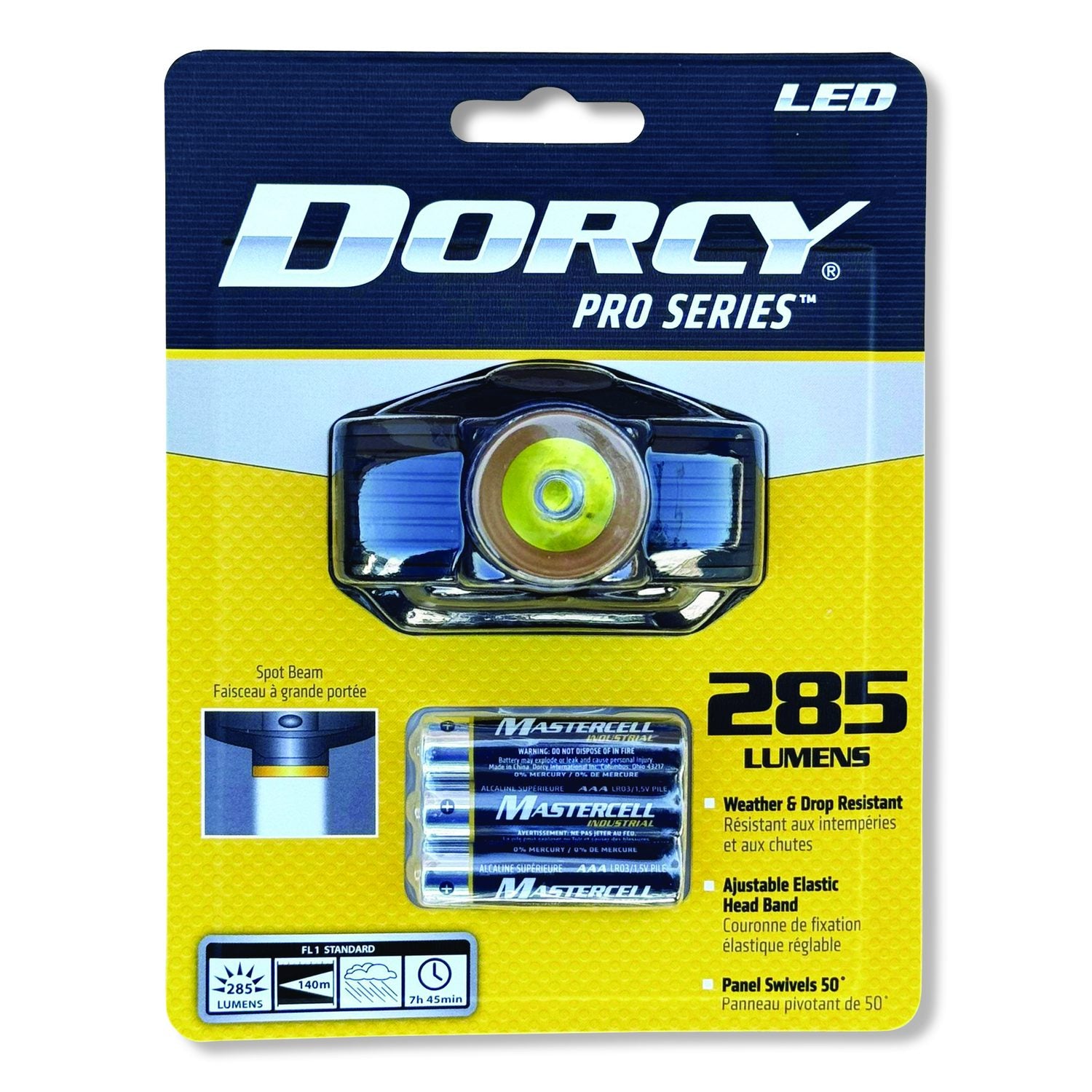 Pro 285 Spot Beam Headlamp, 3 AAA Batteries (Included), Black