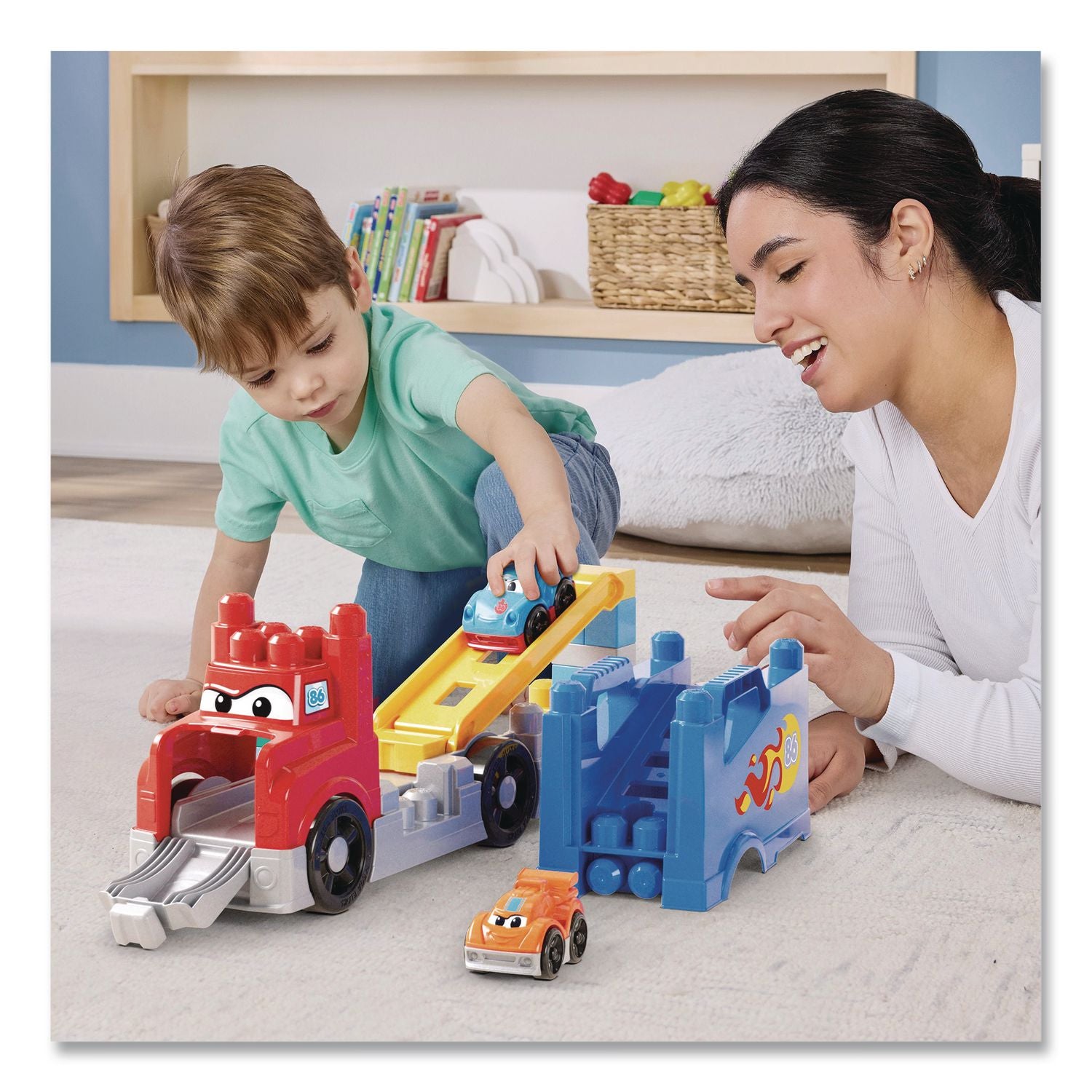MEGA BLOKS Build And Race Rig, Ages 1 And Up, 19 Pieces
