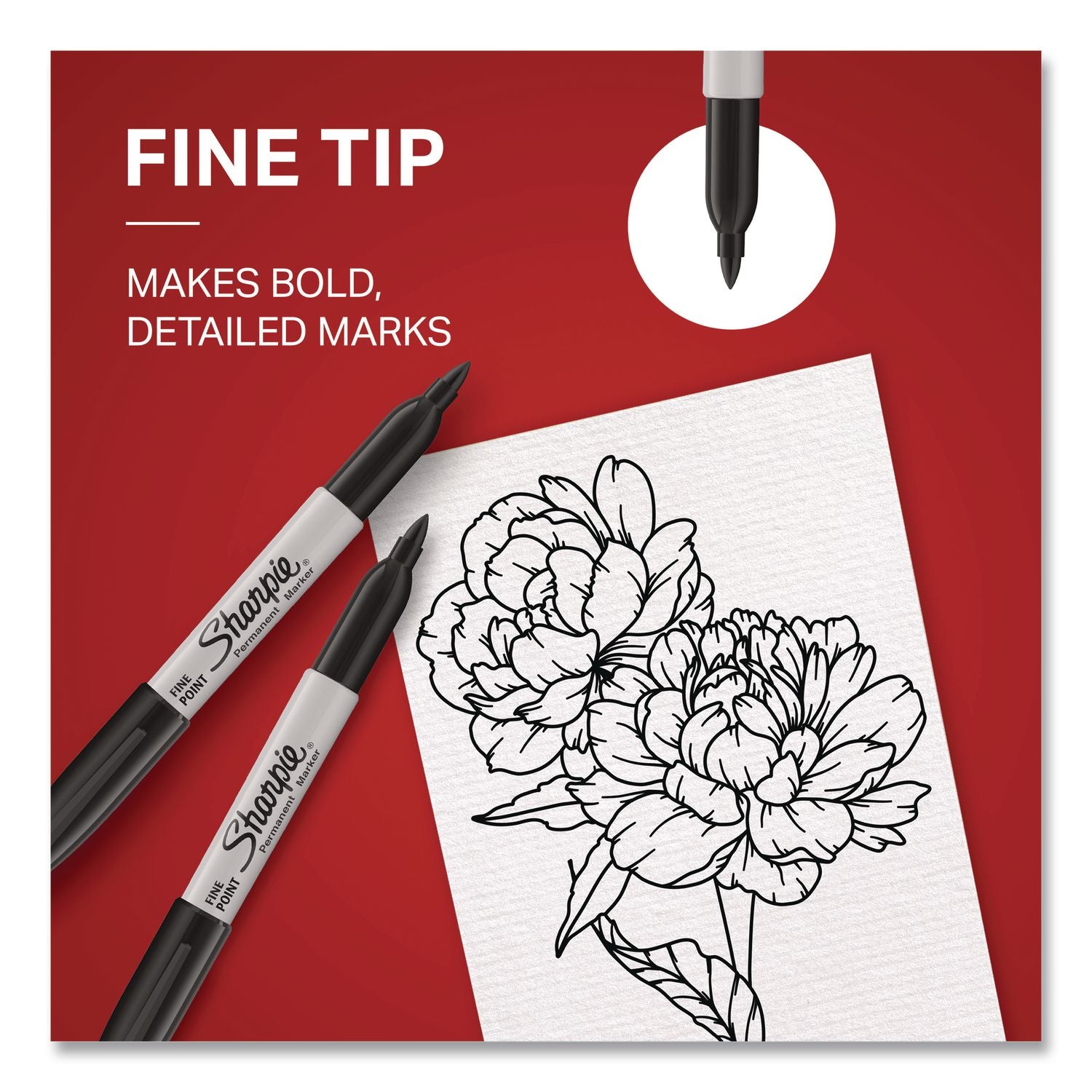 Fine Tip Permanent Marker, Bullet Tip, Black