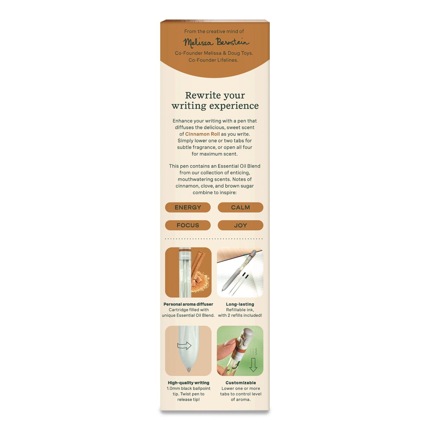 Essential Oil Blends Pen Diffuser, Cinnamon Roll Scent, White