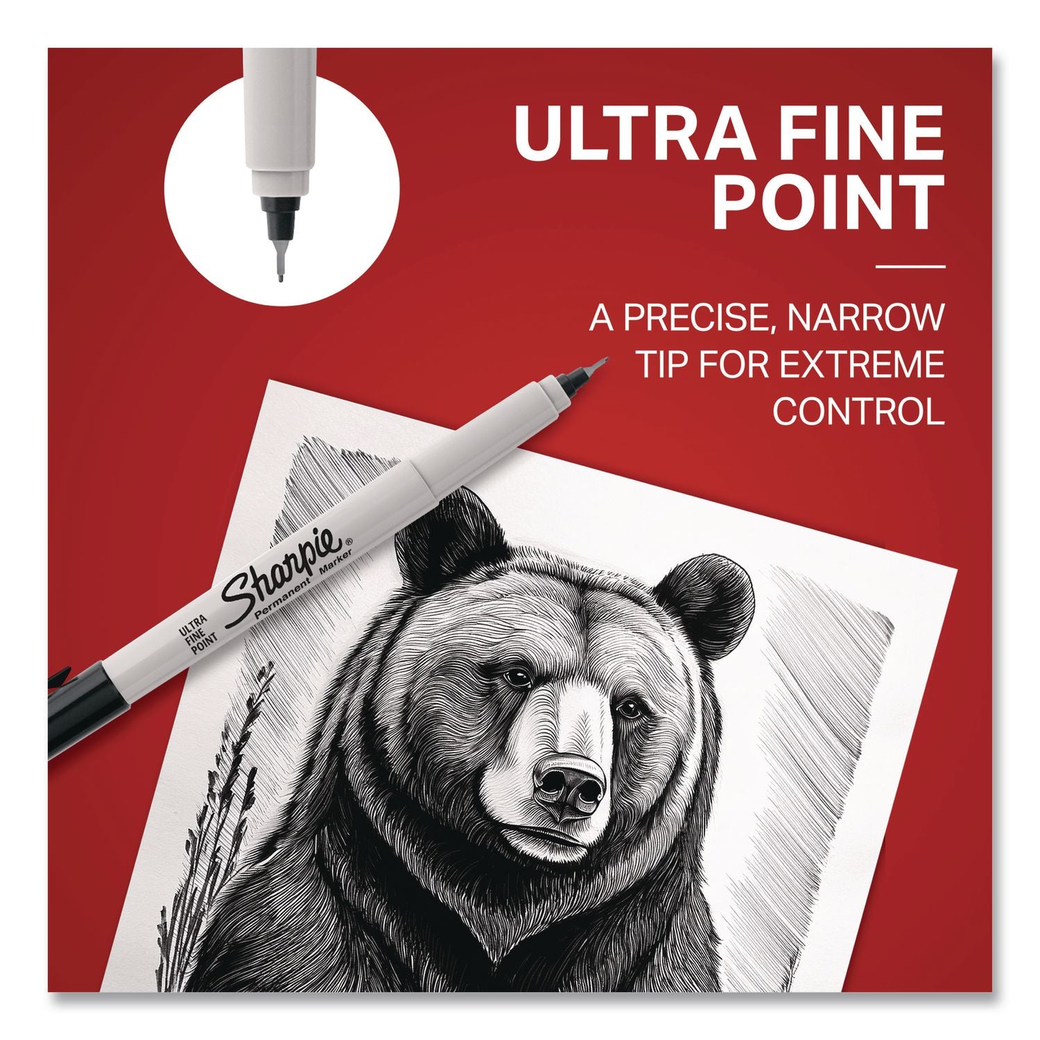 Ultra Fine Tip Permanent Marker, Ultra-Fine Needle Tip, Black