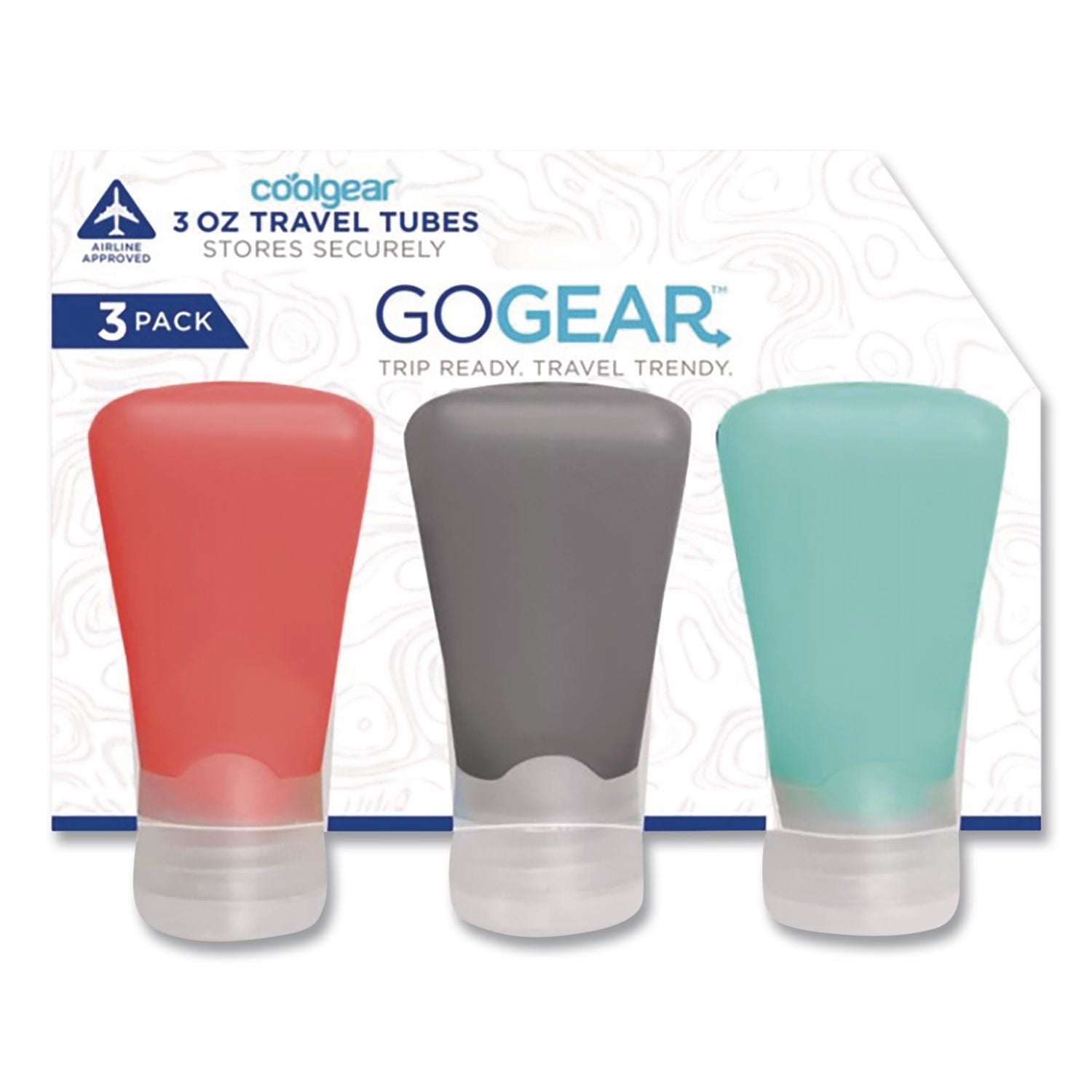 Go Gear Silicone Travel Toiletry Bottles, Assorted Colors, 3/Pack