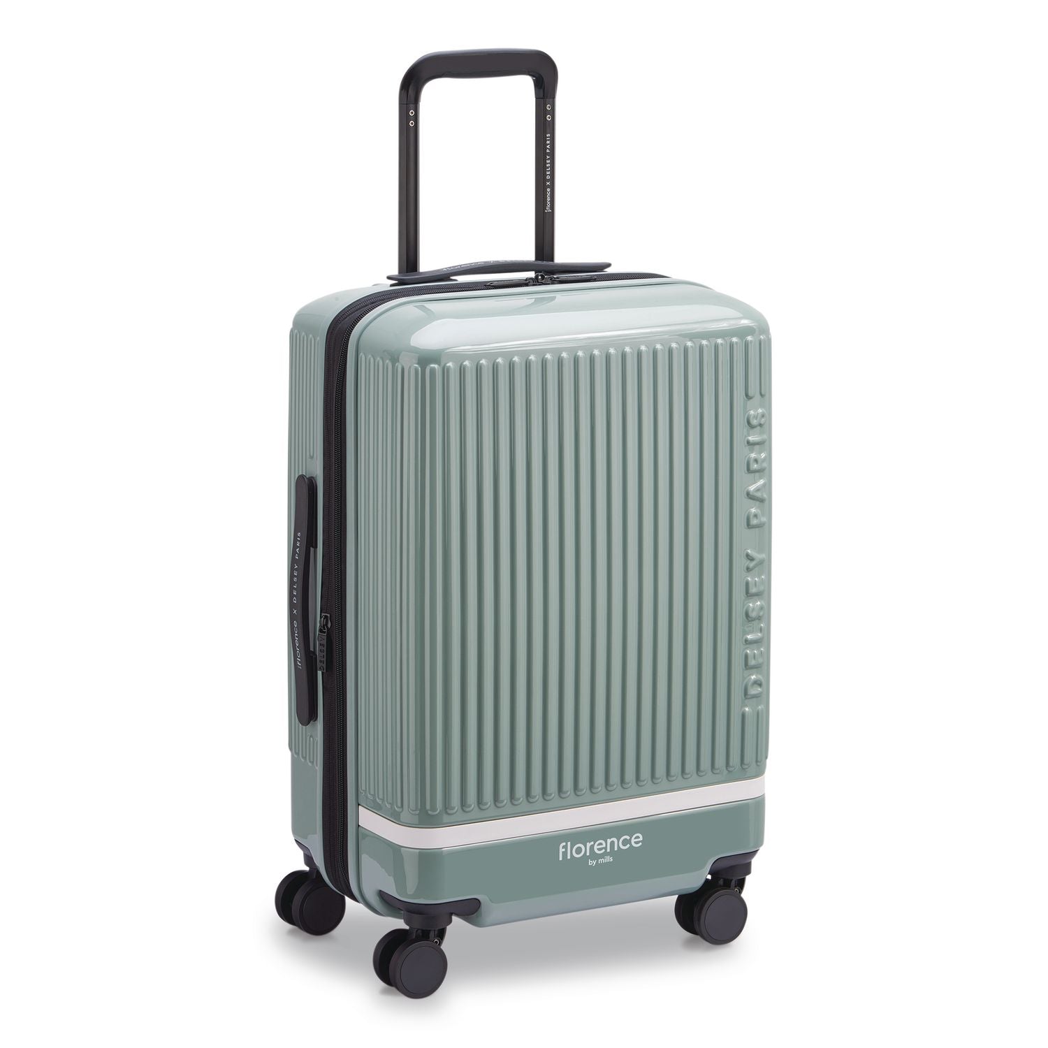 Florence By Mills X DELSEY PARIS Spin Me Away 20" Hardside Carry-On Suitcase, 14.75 X 9.75 X 22.75, Sage Green