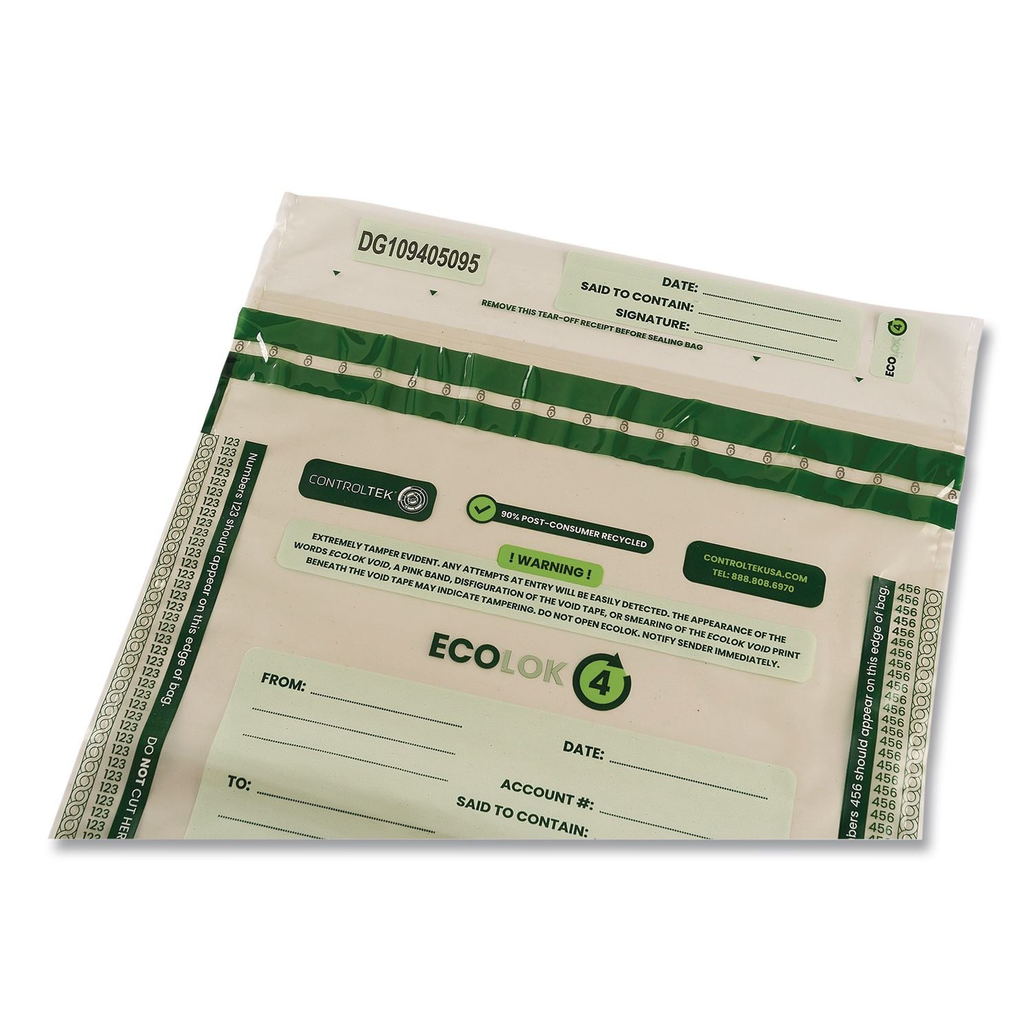 ECOLOK 4 Deposit Bag, Plastic, 15 X 20, Clear, 500/Carton
