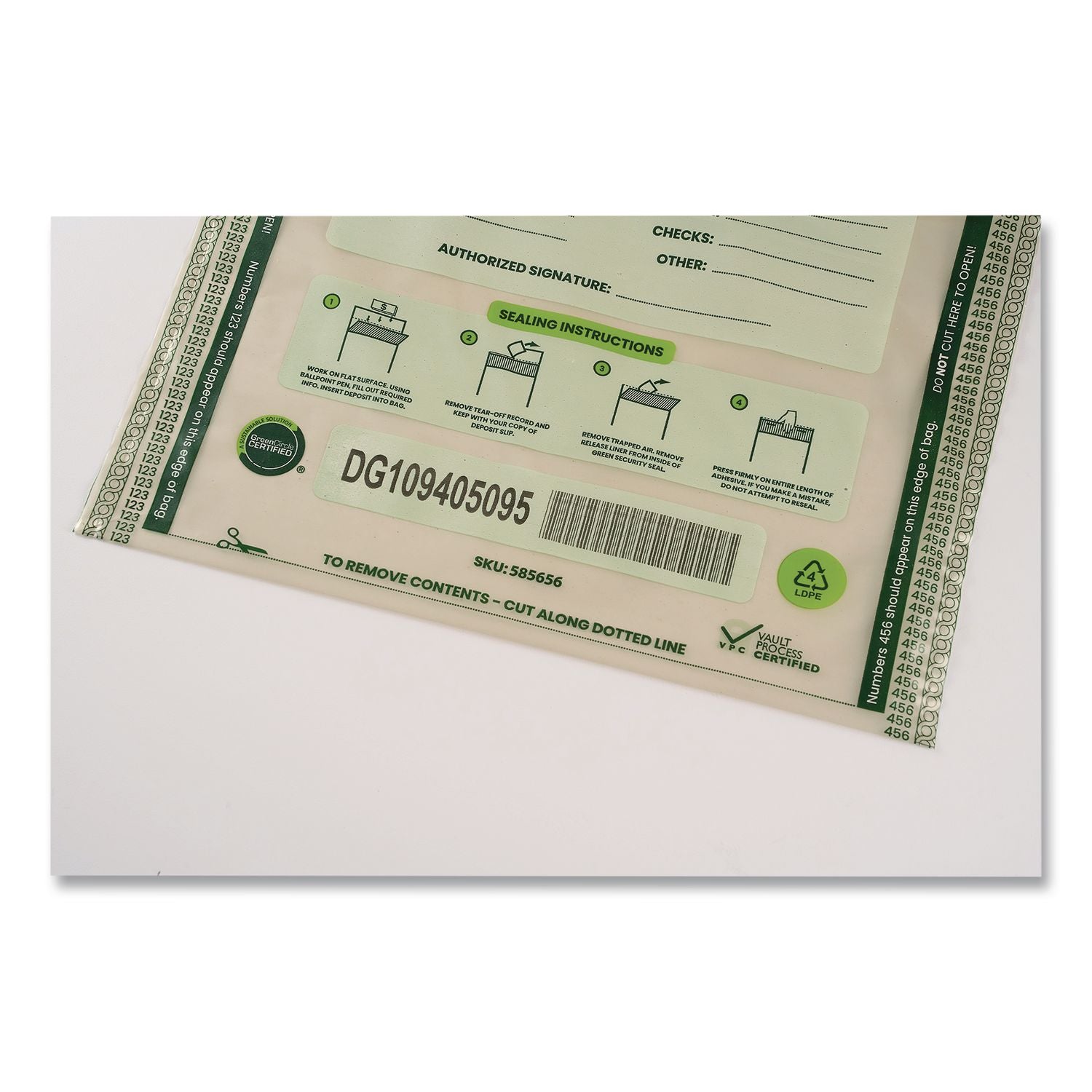 ECOLOK 4 Deposit Bag, Plastic, 15 X 20, Clear, 500/Carton