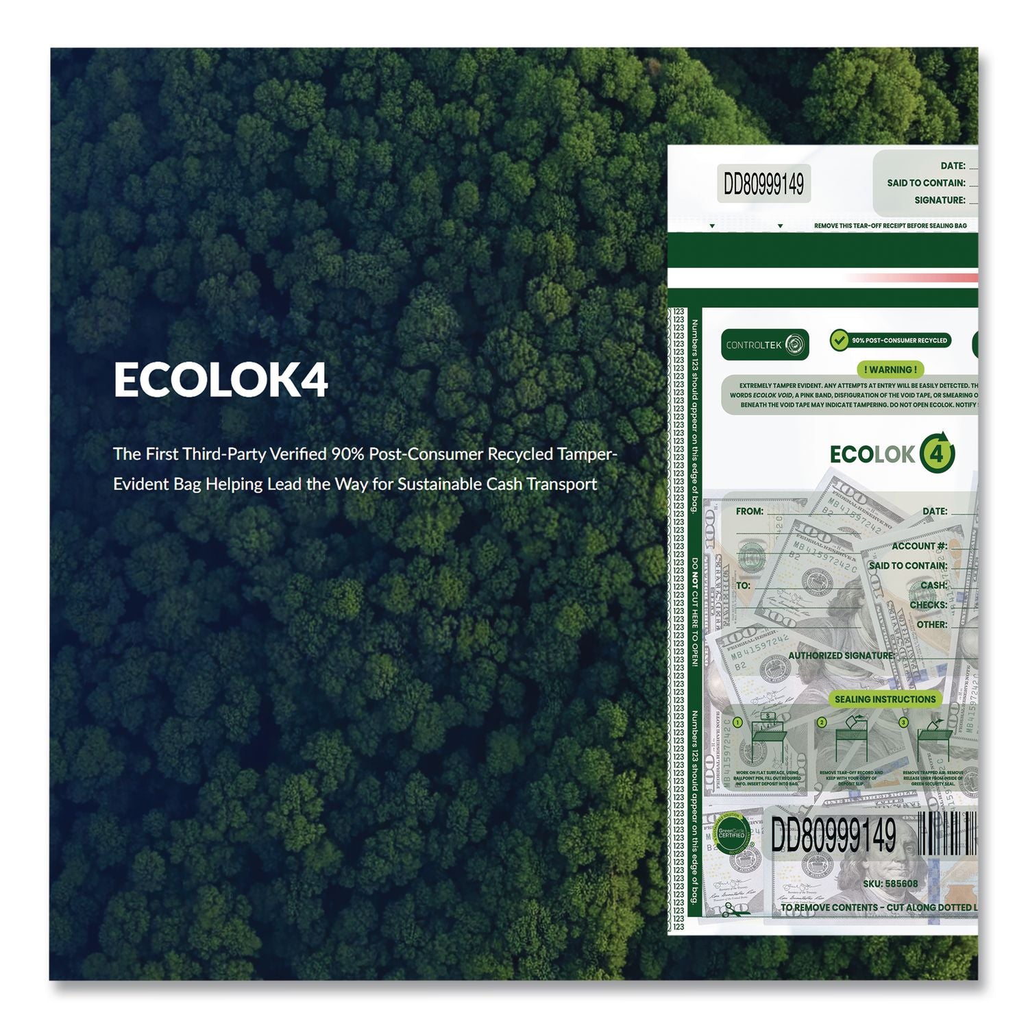 ECOLOK 4 Deposit Bag, Plastic, 15 X 20, Clear, 500/Carton