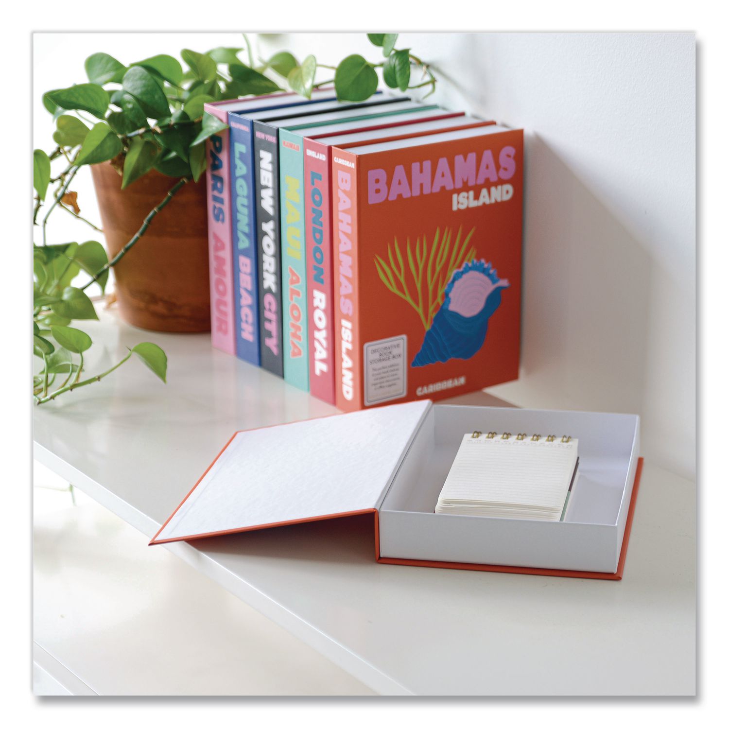 Magnetic Storage Book Box, Bahamas, 7.5 X 1.75 X 9.75, Orange