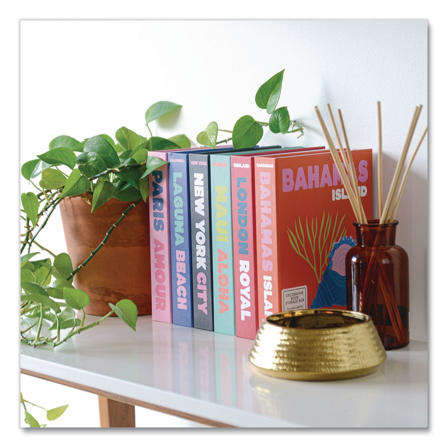 Magnetic Storage Book Box, Paris, 7.5 X 1.75 X 9.75, Pink