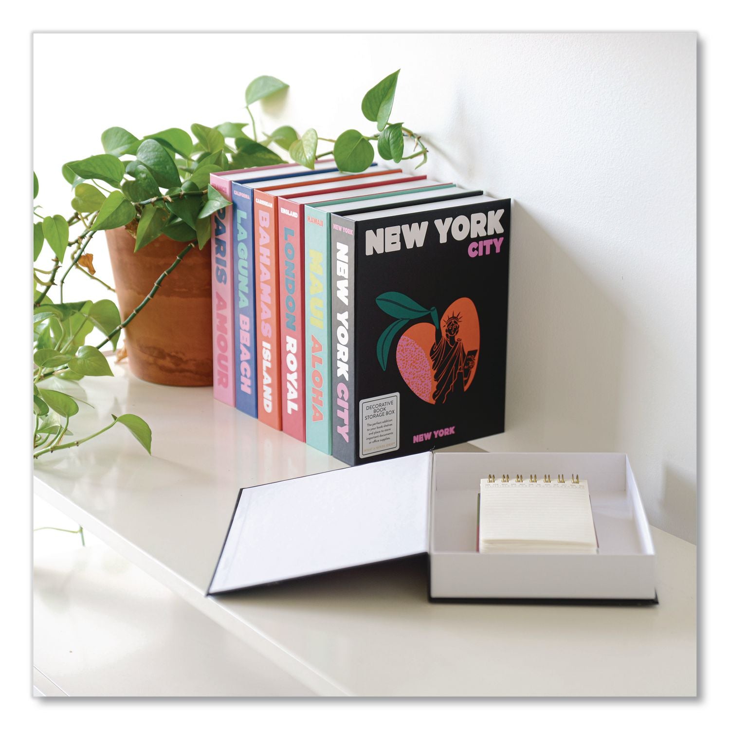 Magnetic Storage Book Box, New York, 7.5 X 1.75 X 9.75, Black