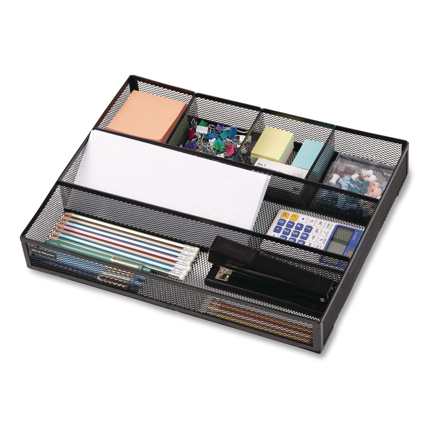 6-Compartment Metal Drawer Organizer, 12 X 15 X 2.25, Black, 2/Pack