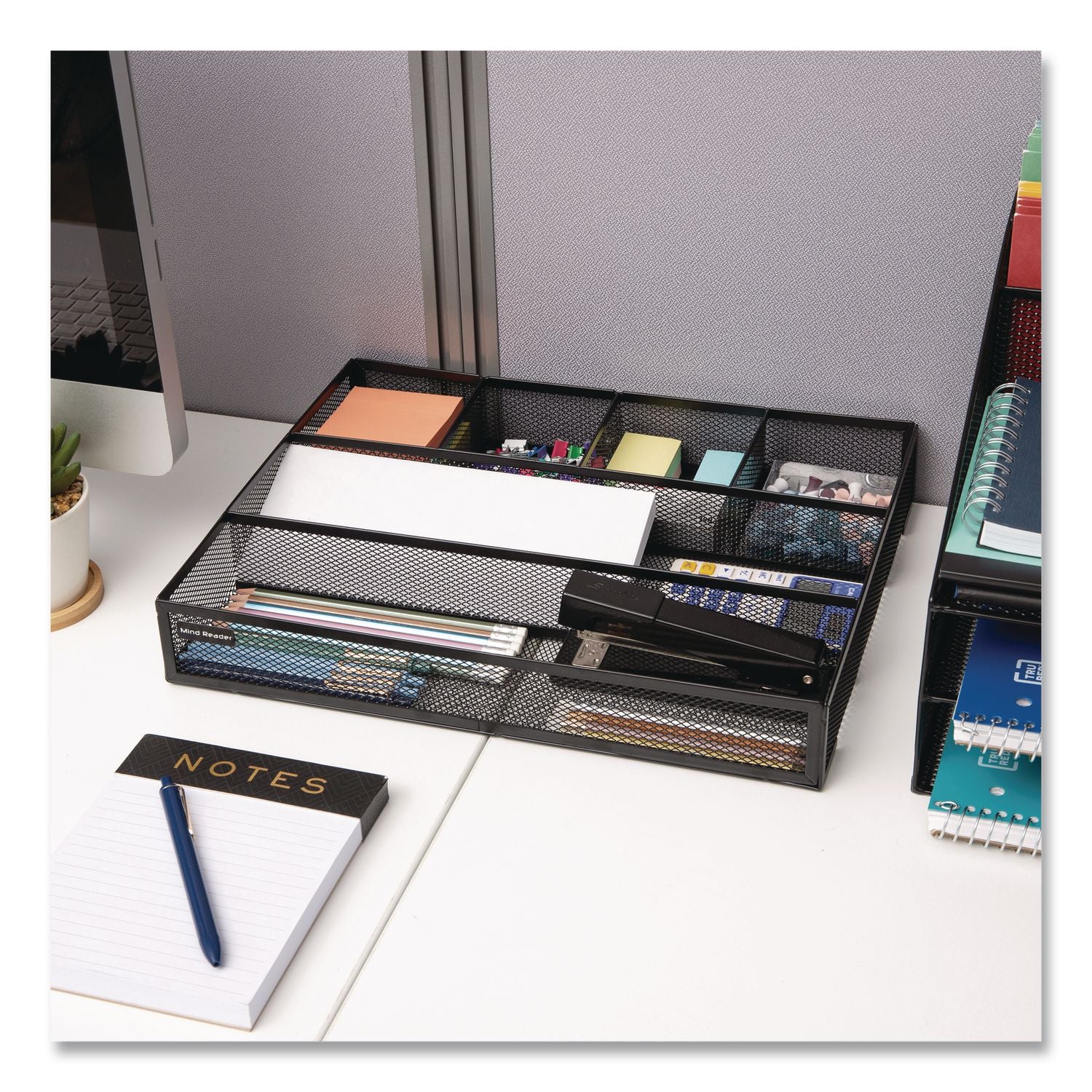 6-Compartment Metal Drawer Organizer, 12 X 15 X 2.25, Black, 2/Pack