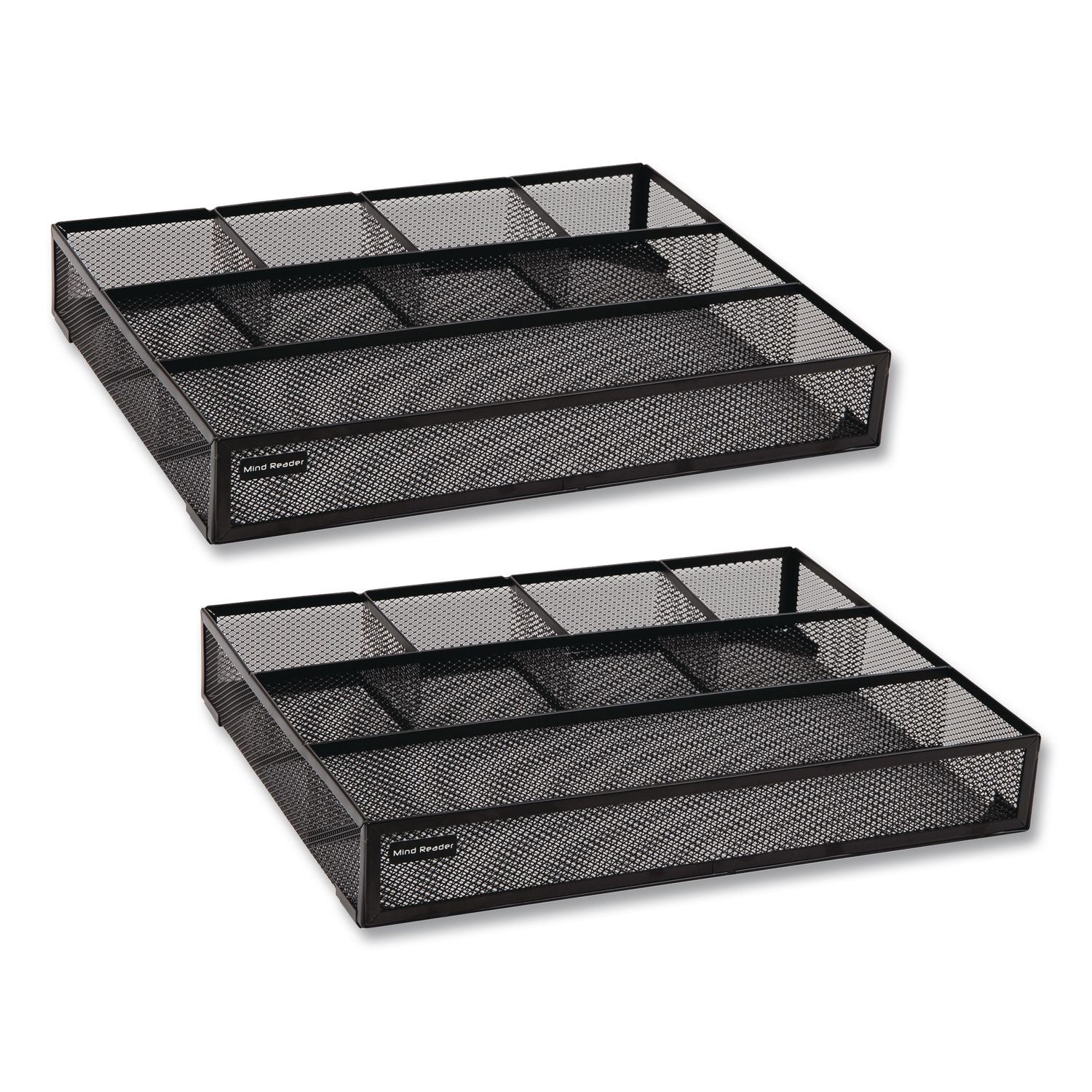 6-Compartment Metal Drawer Organizer, 12 X 15 X 2.25, Black, 2/Pack
