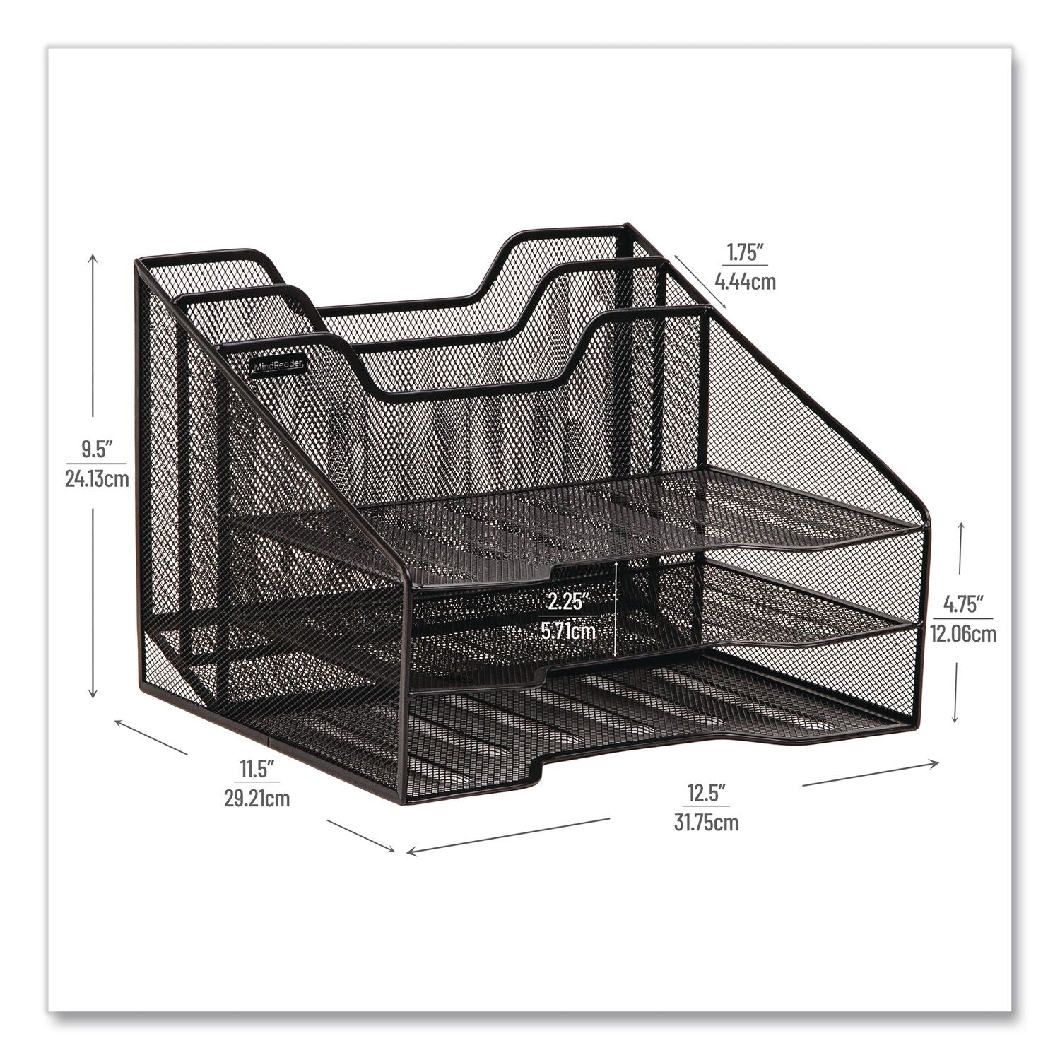 Metal Desk Organizer Letter Tray, 5 Sections, Letter Size, 11.5 X 12.5 X 9.5, Black, 2/Pack