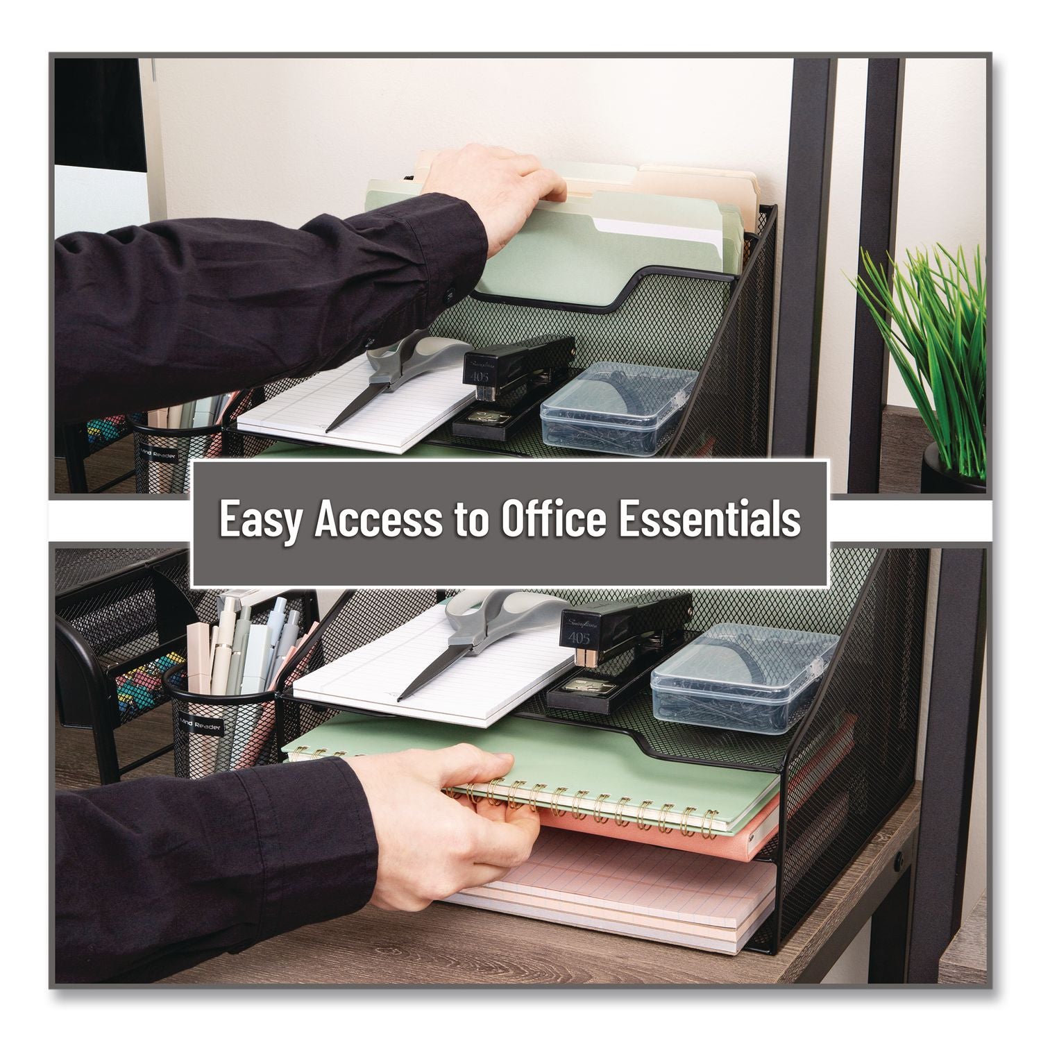 Metal Desk Organizer Letter Tray, 5 Sections, Letter Size, 11.5 X 12.5 X 9.5, Black, 2/Pack