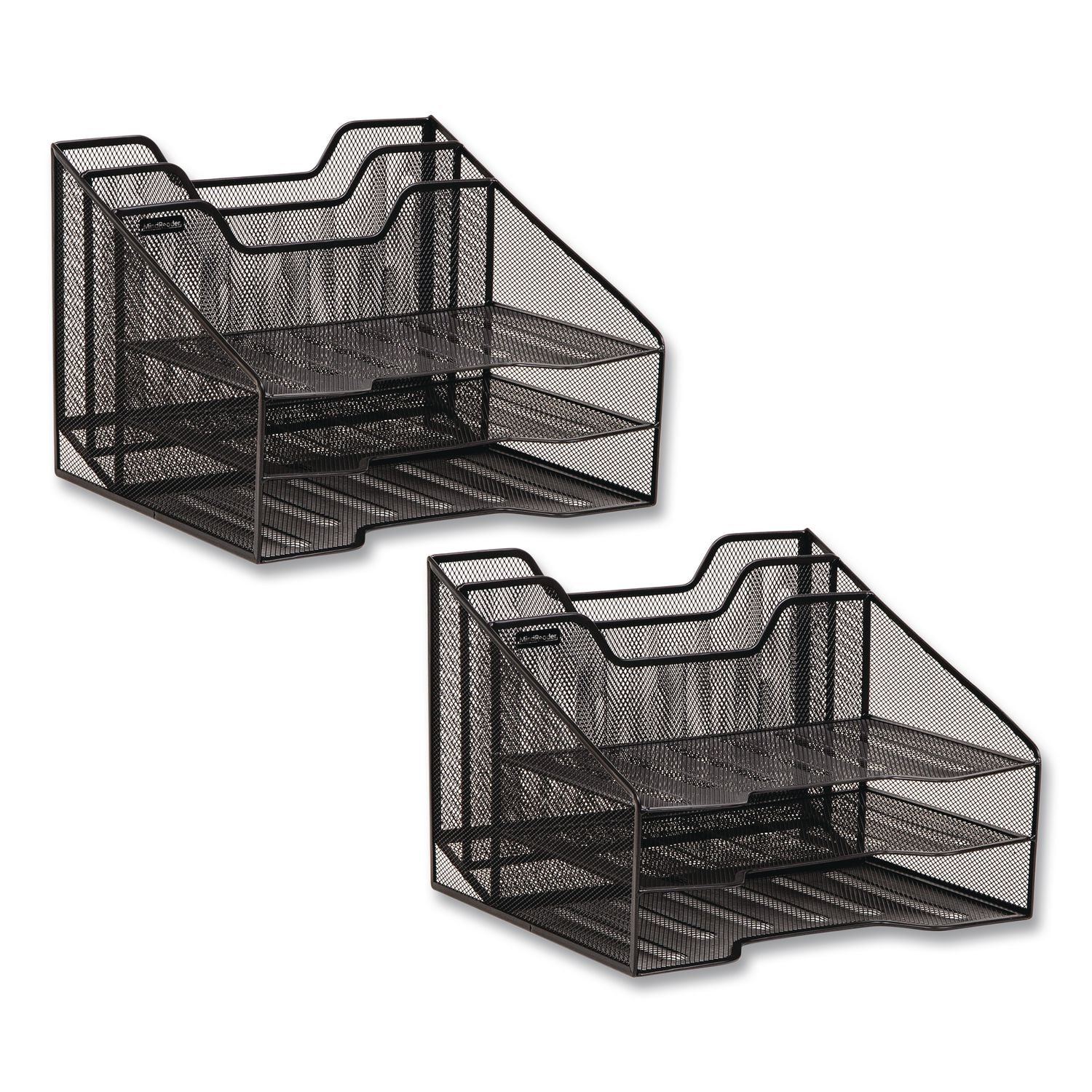 Metal Desk Organizer Letter Tray, 5 Sections, Letter Size, 11.5 X 12.5 X 9.5, Black, 2/Pack