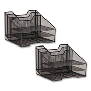 Metal Desk Organizer Letter Tray, 5 Sections, Letter Size, 11.5 X 12.5 X 9.5, Black, 2/Pack
