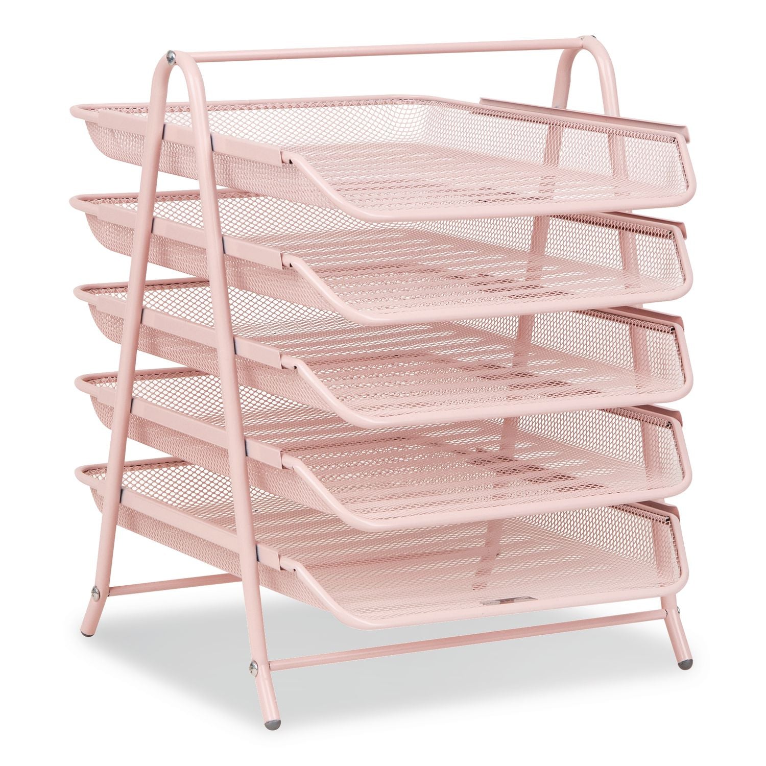 Tiered Metal Mesh Desk Tray Organizer, 5-Tier, Letter Size, 14 X 11.75 X 14.5, Pink