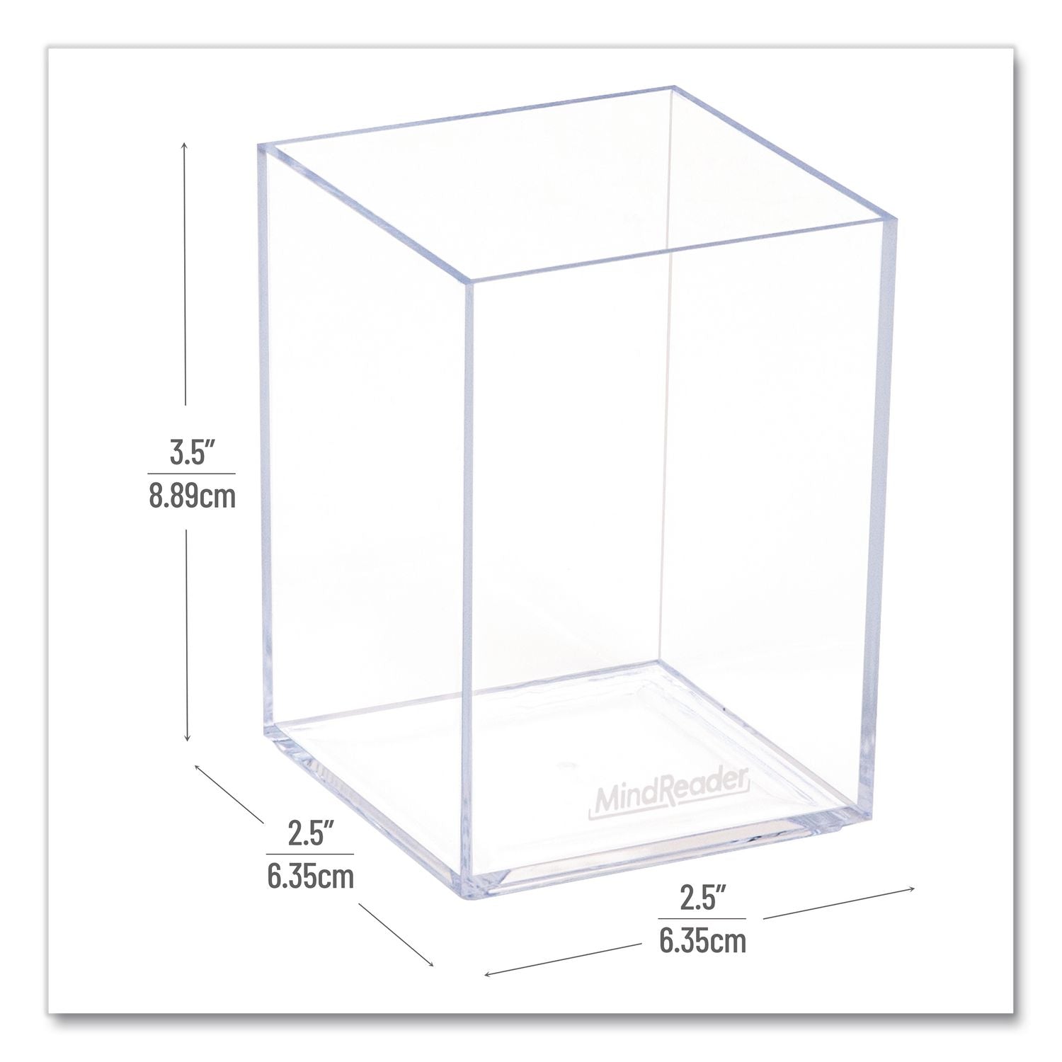 Plastic Pen Cup Holder, 2.5" X 2.5" X 4", Clear