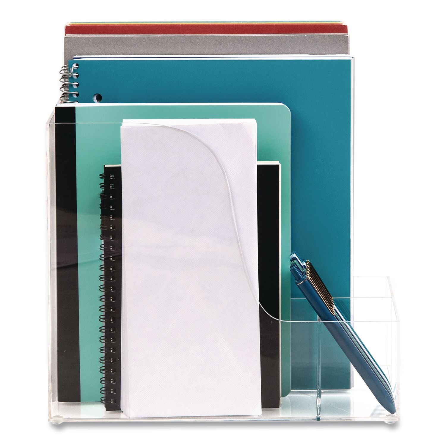 3-Compartment Desk Organizer, 6 X 11 X 9.75, Clear, Acrylic
