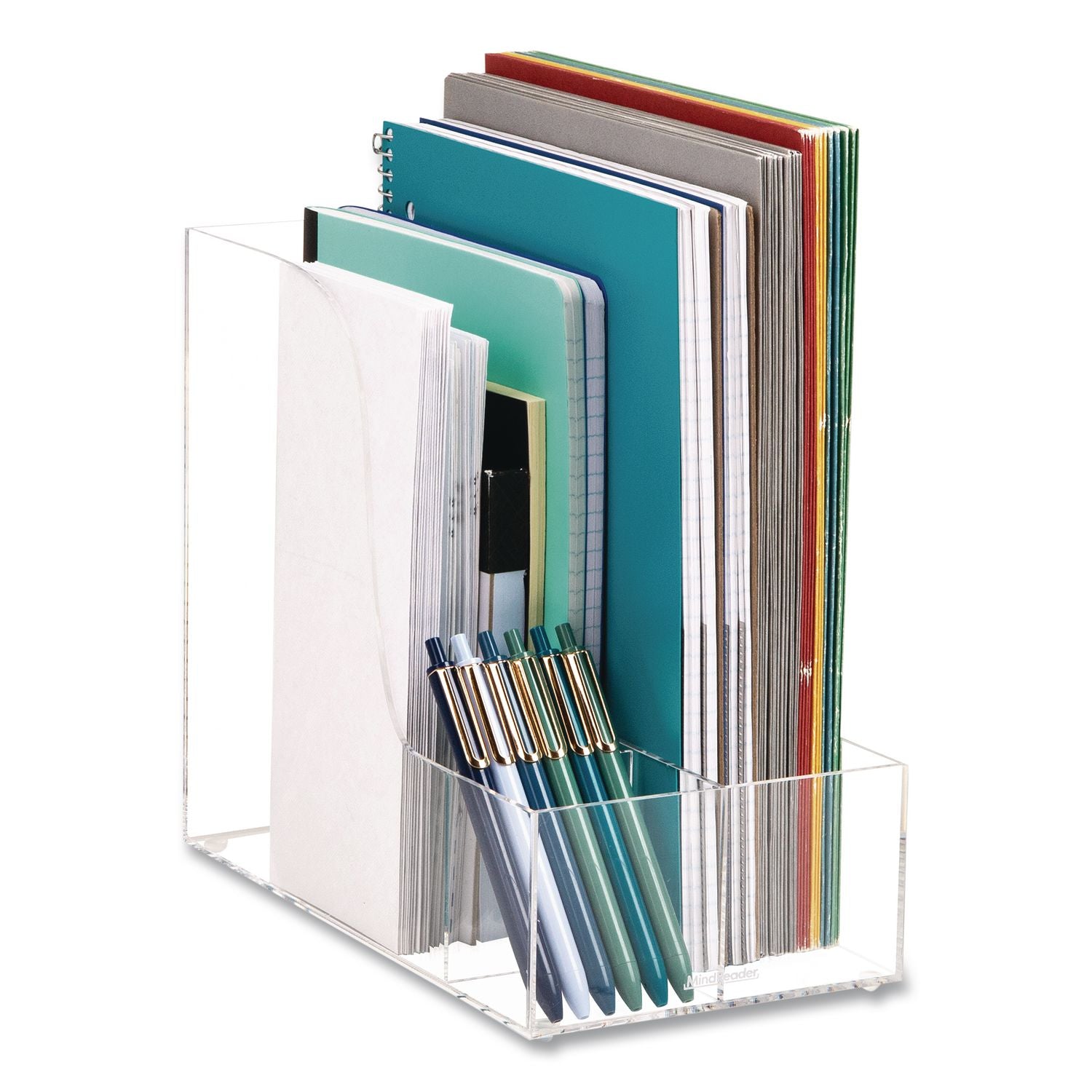 3-Compartment Desk Organizer, 6 X 11 X 9.75, Clear, Acrylic